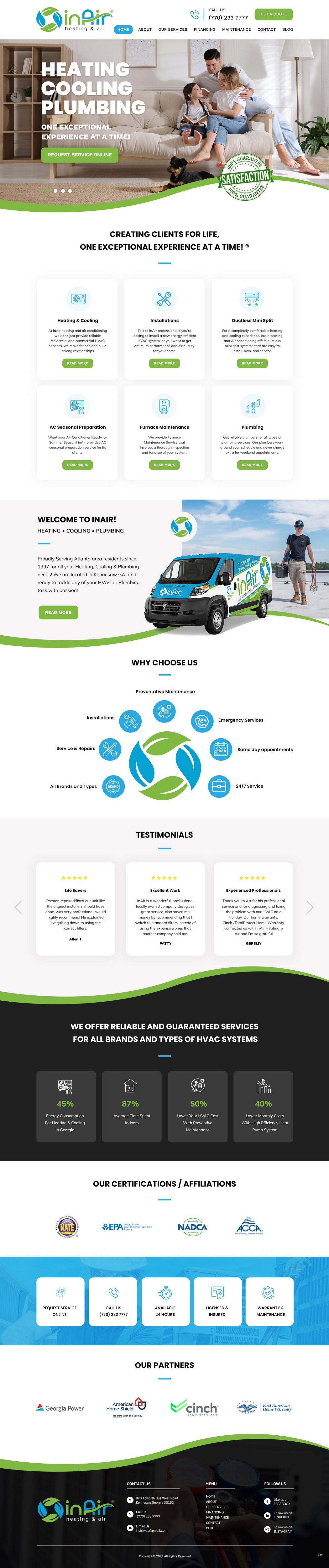 Diseño Web por pb para inAir Heating & Air, LLC | Diseño #32351933