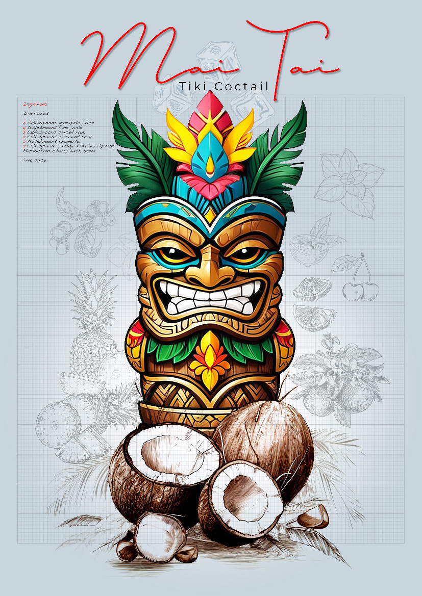 Diseño de portada de libro por Yuriy R para Tiki Cocktail University | Diseño #32364396