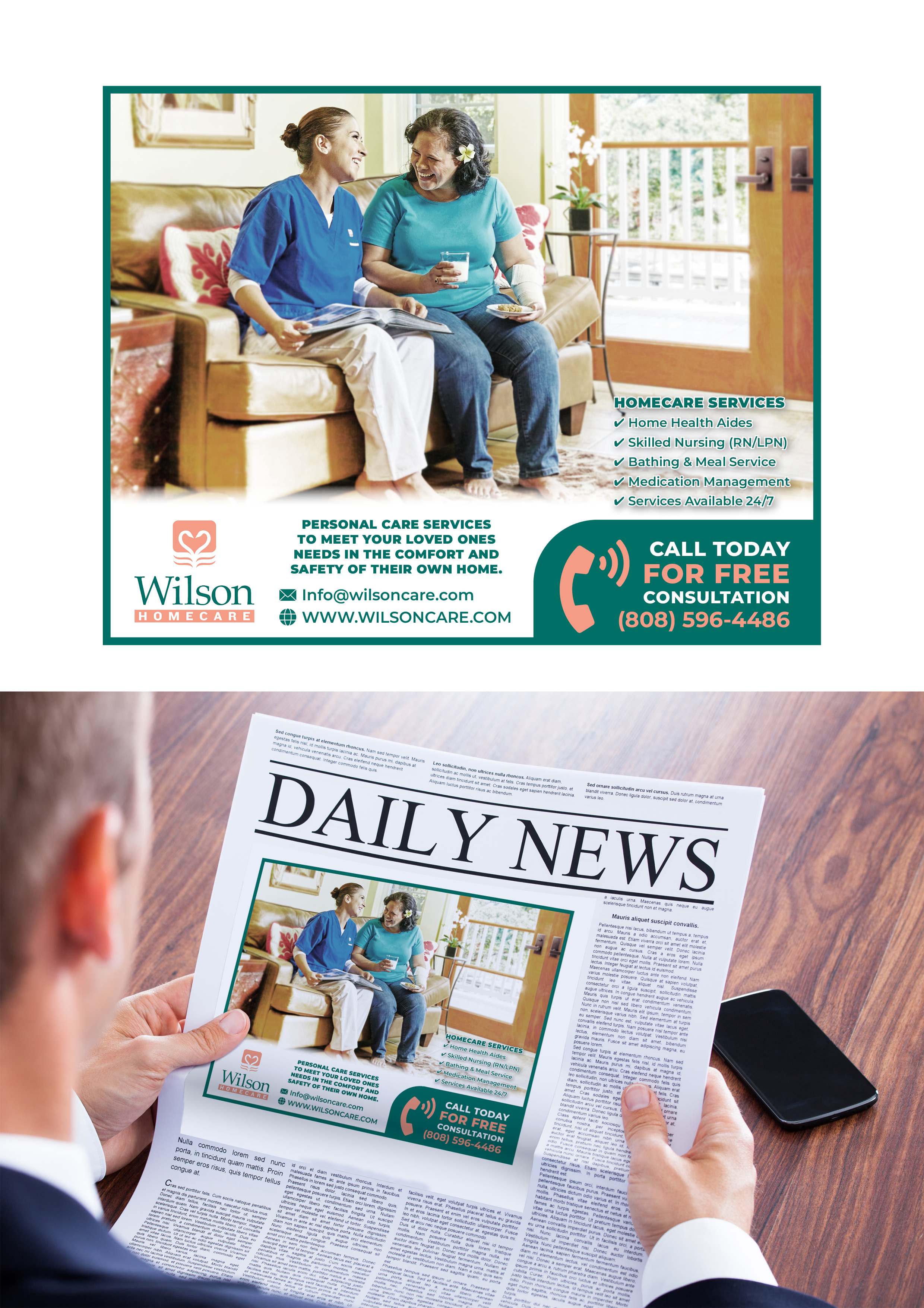 Advertisement Design by MarkoE for Wilson Care Group | Design #32363164