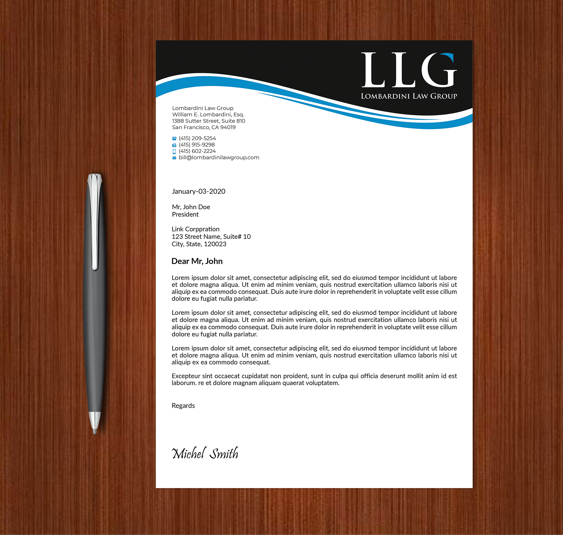 Design En-Tête par Expert Bappy pour Lombardini Law Group | Design #32464964