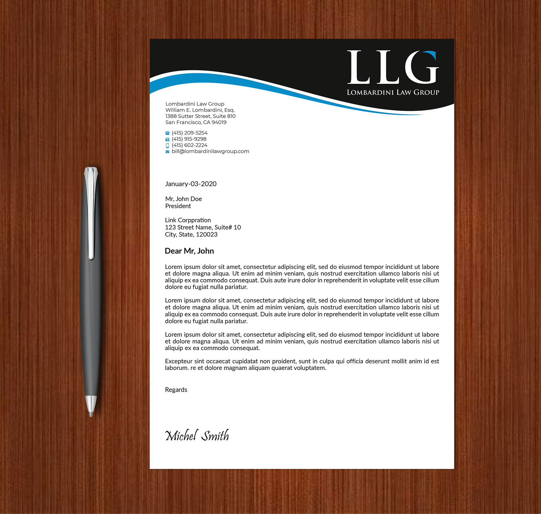 Design En-Tête par Expert Bappy pour Lombardini Law Group | Design #32464965