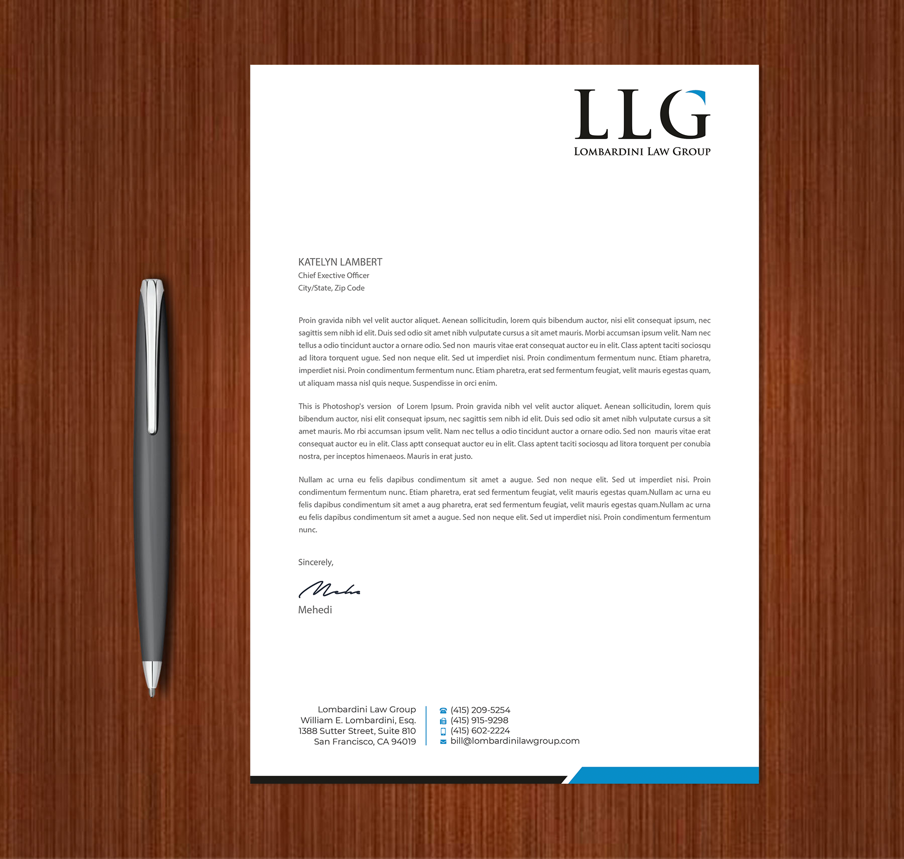 Letterhead Design by Expert Bappy for Lombardini Law Group | Design #32464997