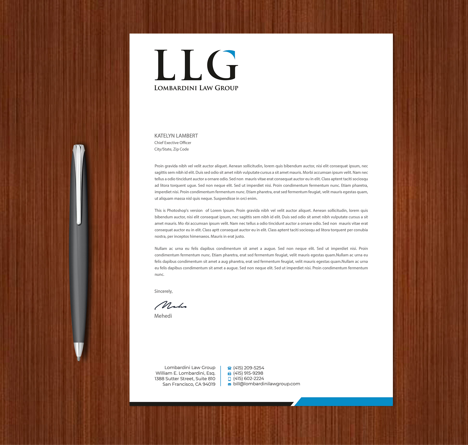 Letterhead Design by Expert Bappy for Lombardini Law Group | Design #32464998