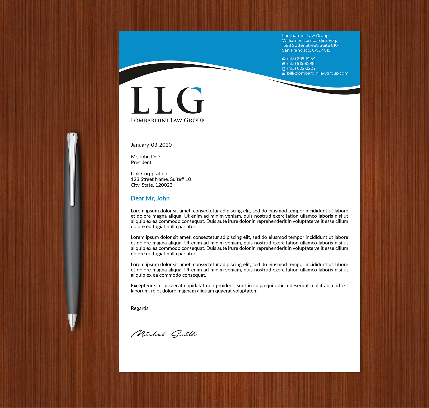Letterhead Design by Expert Bappy for Lombardini Law Group | Design #32465031