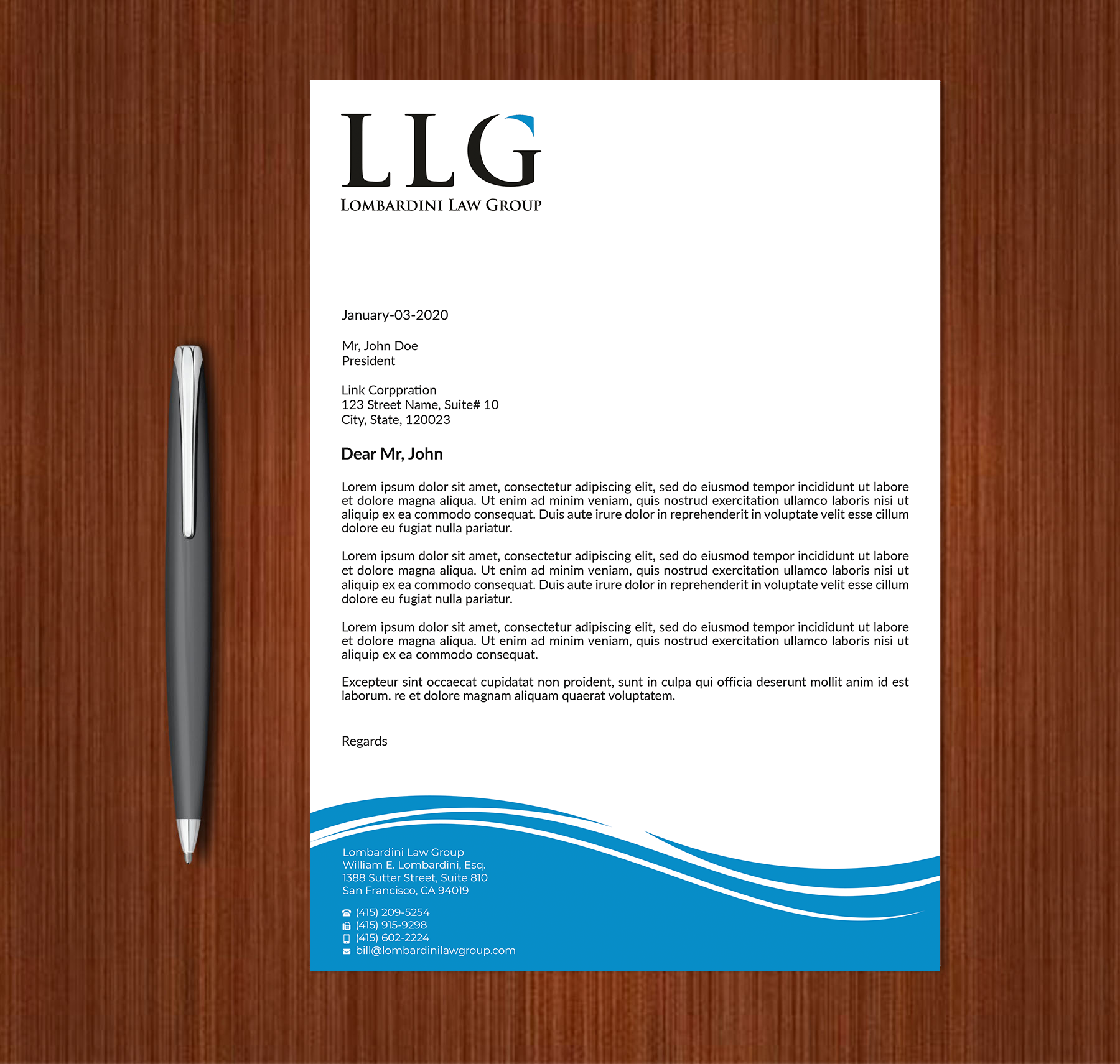 Letterhead Design by Expert Bappy for Lombardini Law Group | Design #32465032