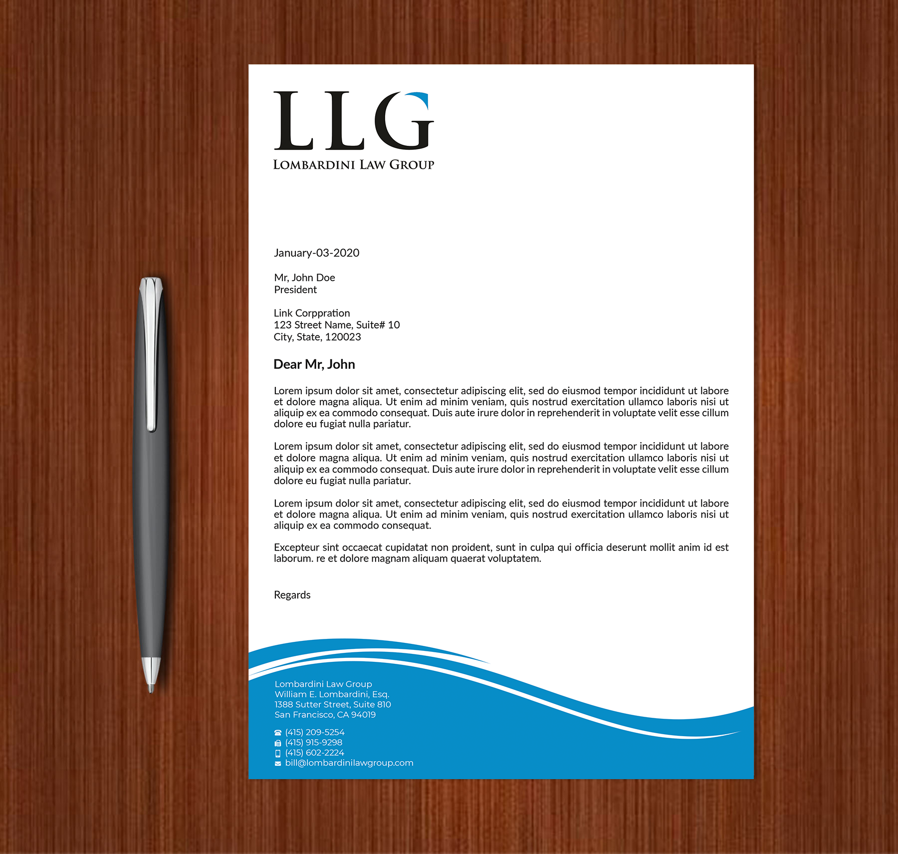Letterhead Design by Expert Bappy for Lombardini Law Group | Design #32465033