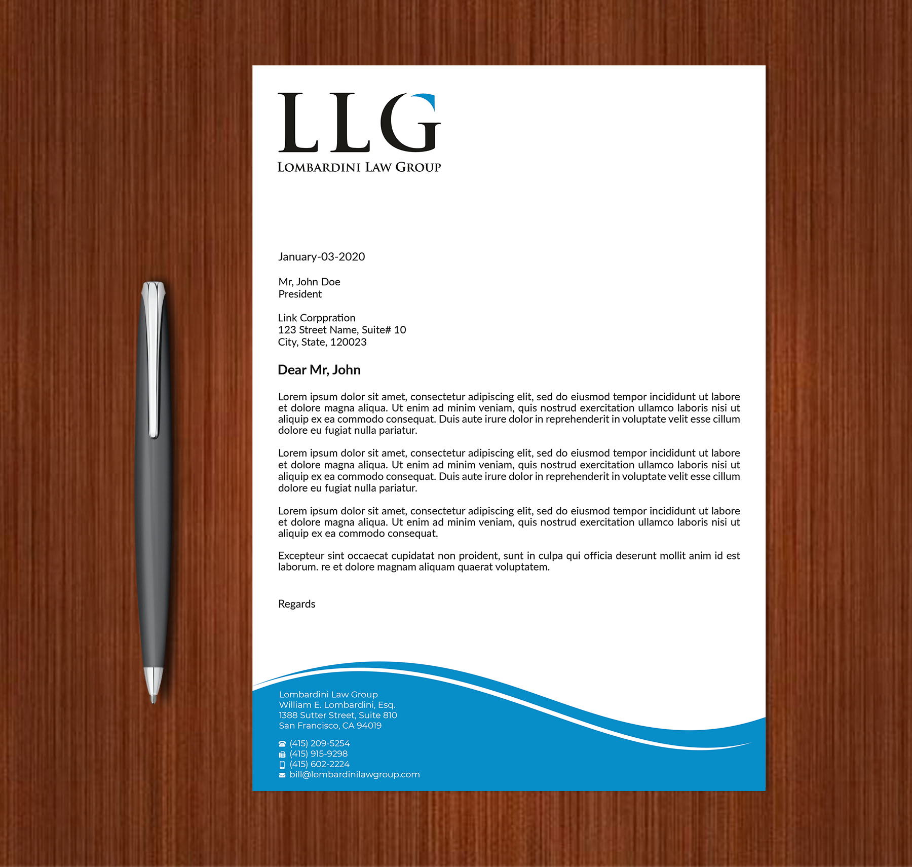 Letterhead Design by Expert Bappy for Lombardini Law Group | Design #32465034