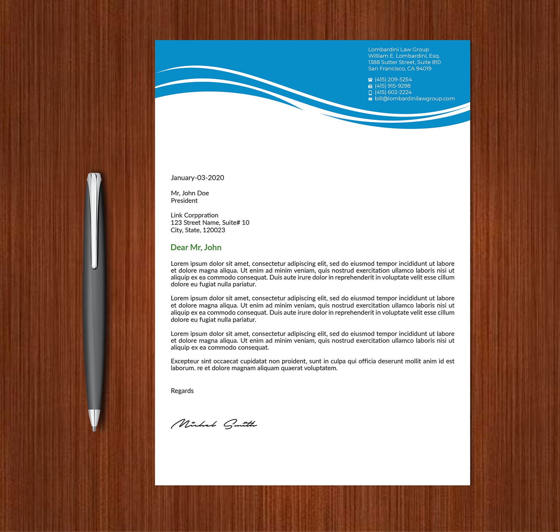 Letterhead Design by Expert Bappy for Lombardini Law Group | Design #32465043