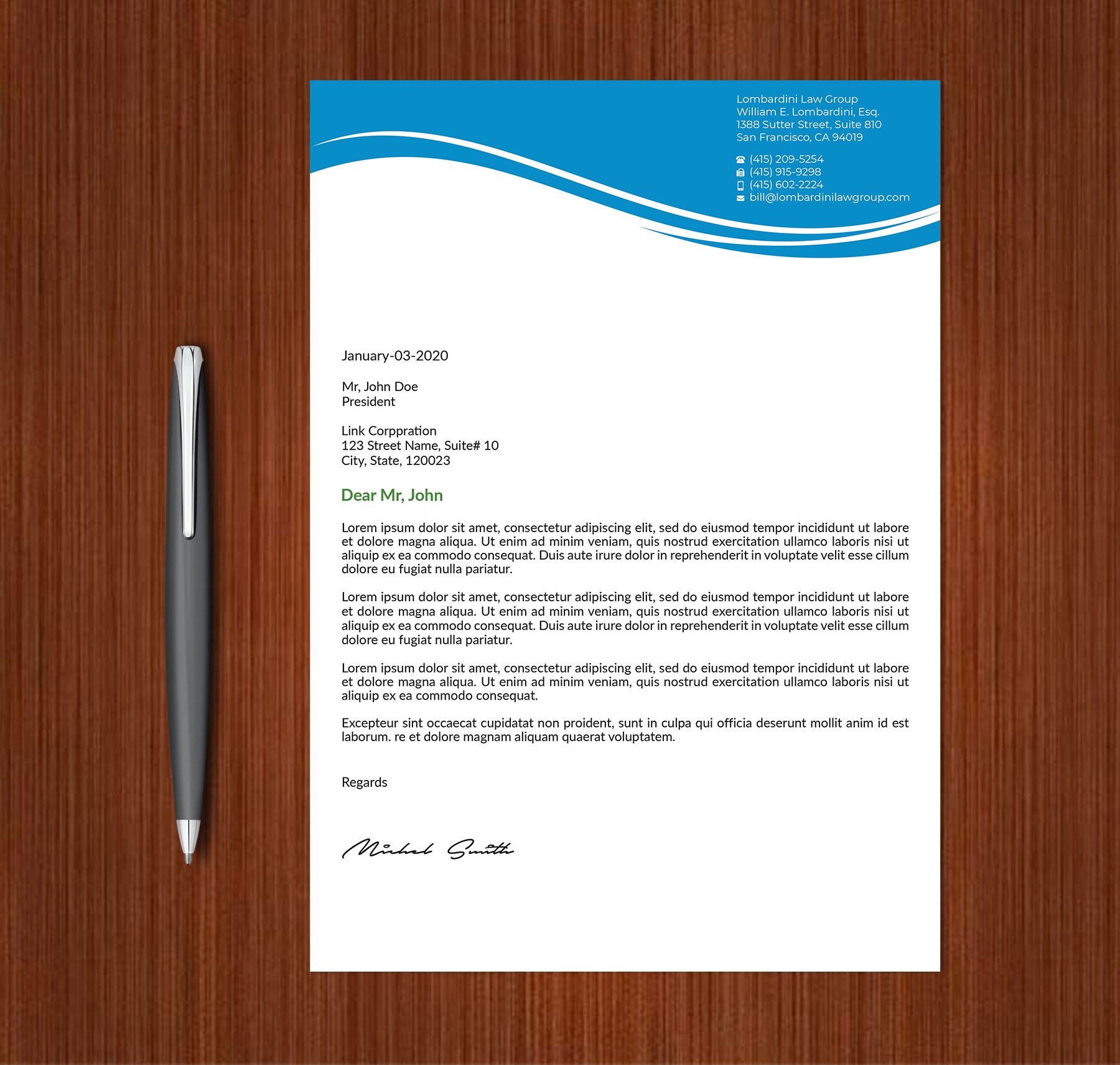Letterhead Design by Expert Bappy for Lombardini Law Group | Design #32465044