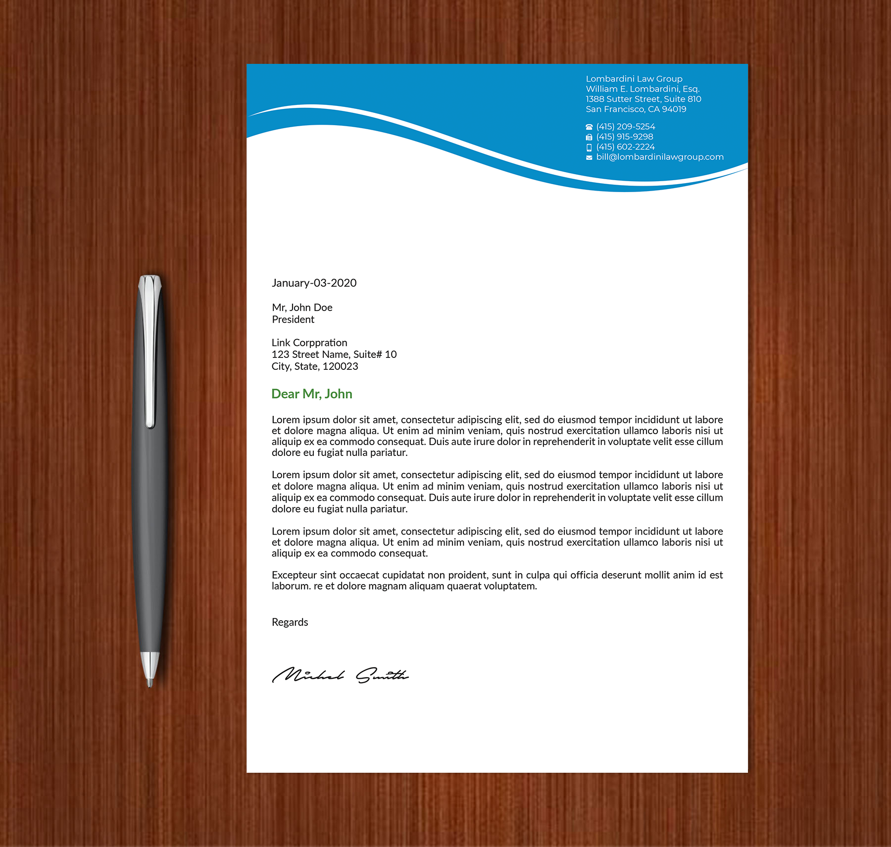 Letterhead Design by Expert Bappy for Lombardini Law Group | Design #32465045