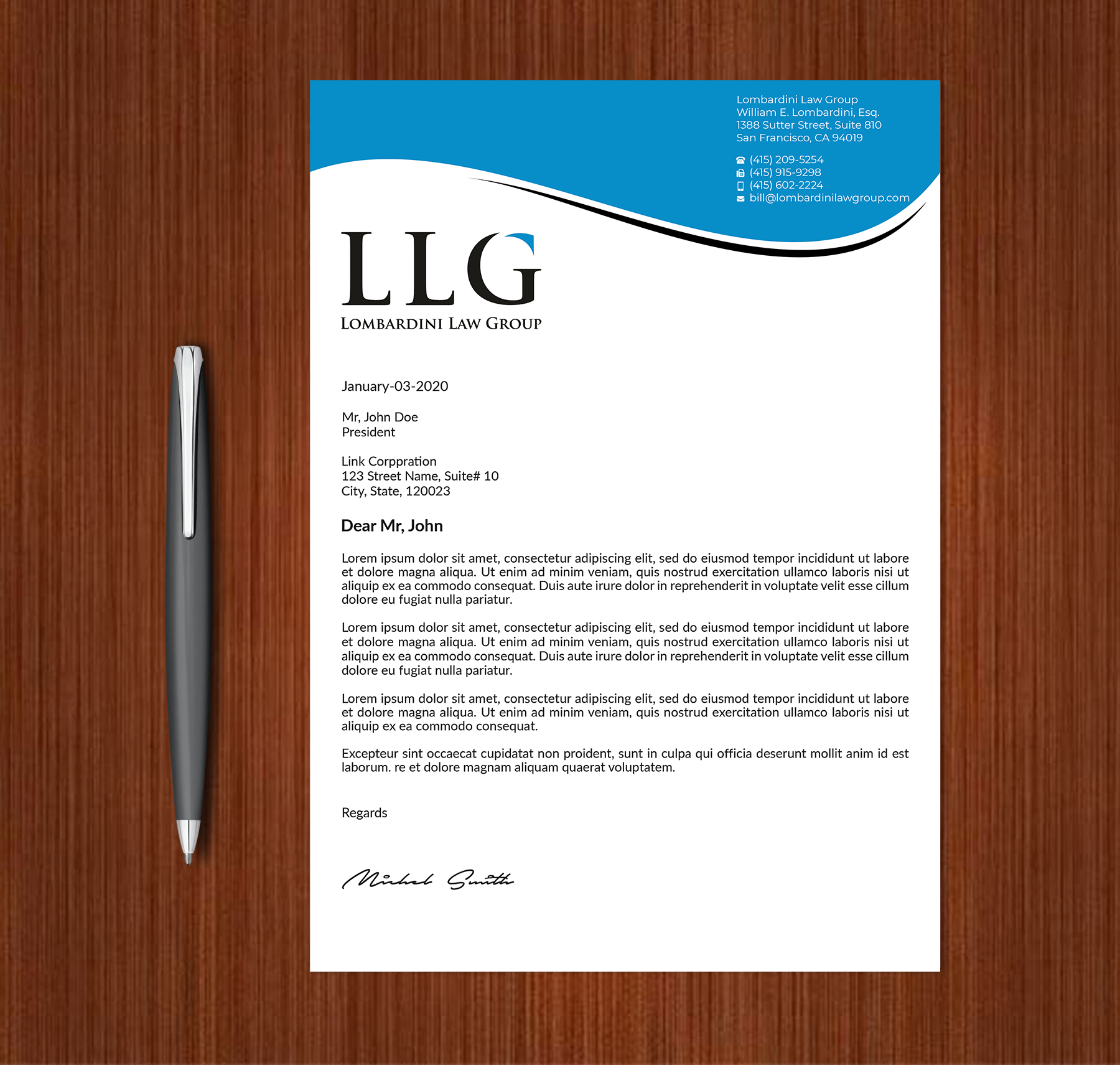 Letterhead Design by Expert Bappy for Lombardini Law Group | Design #32465060