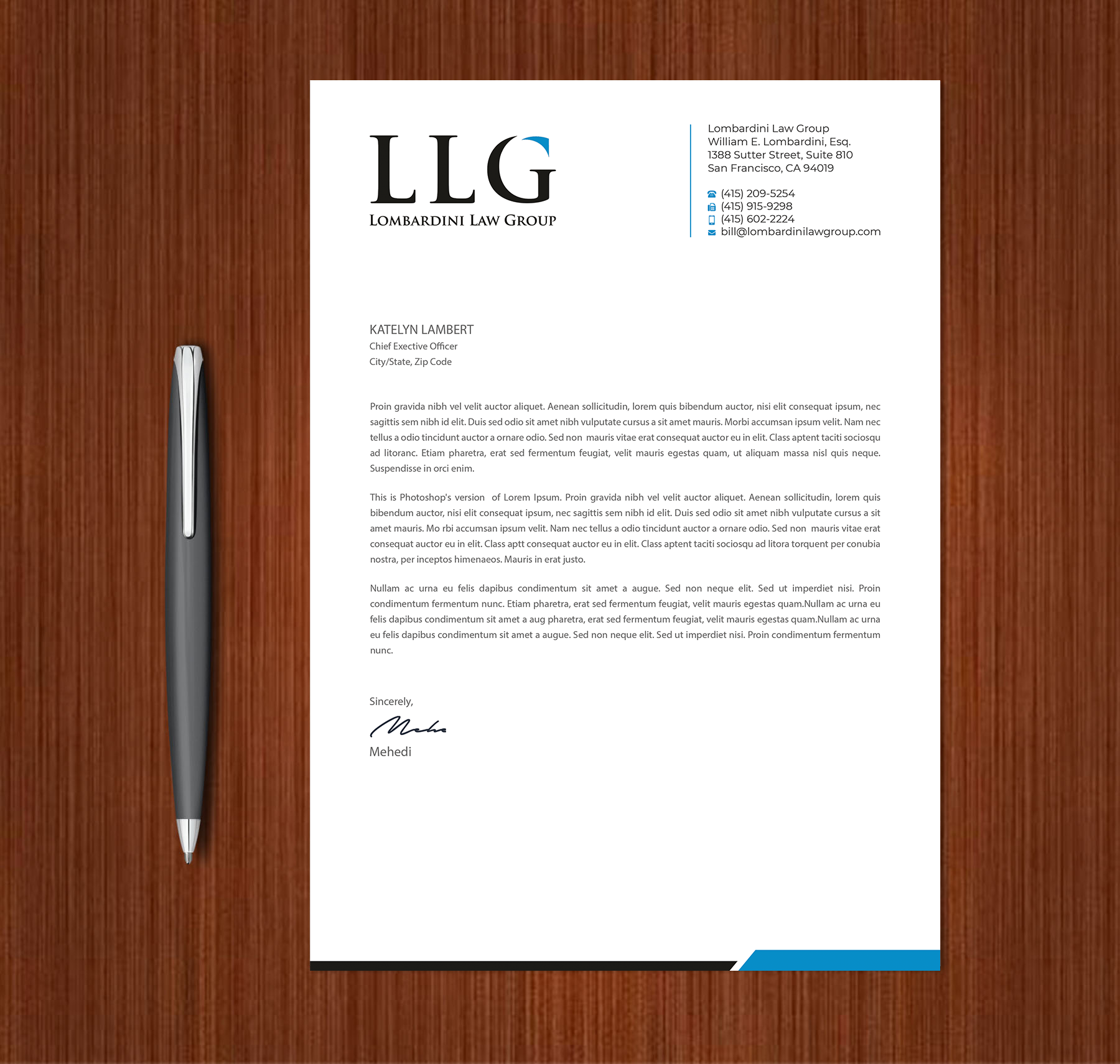 Letterhead Design by Expert Bappy for Lombardini Law Group | Design #32465089