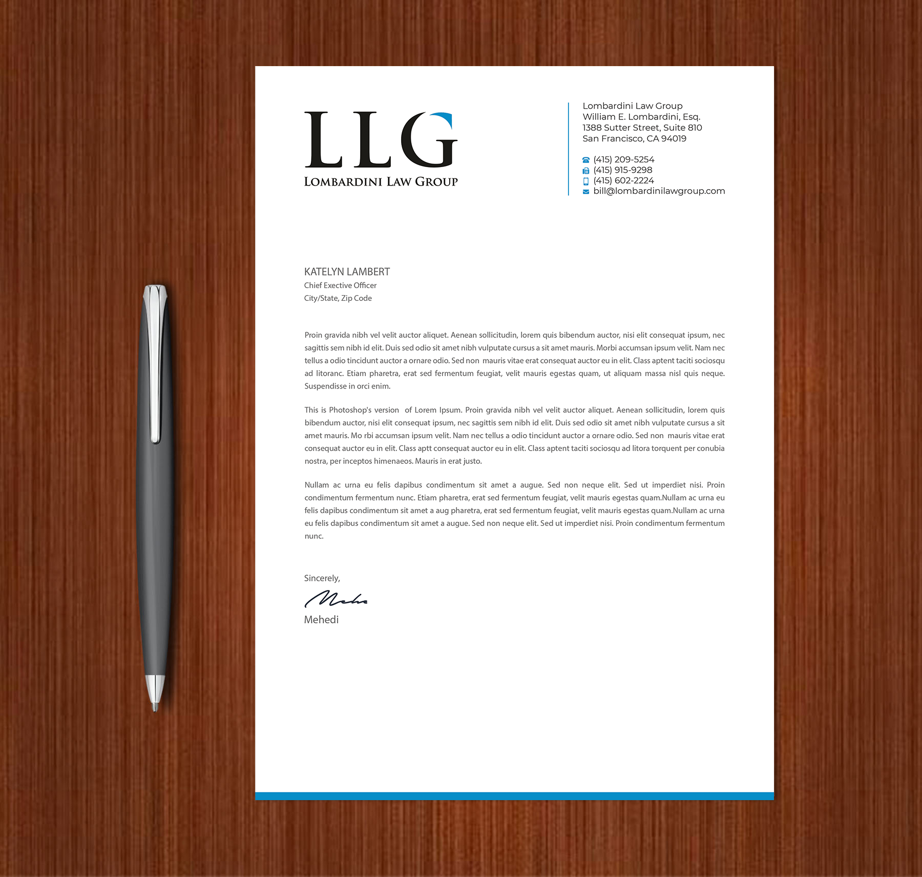 Letterhead Design by Expert Bappy for Lombardini Law Group | Design #32465090