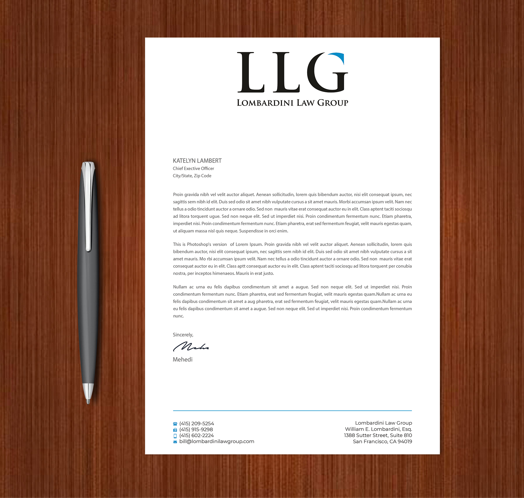 Letterhead Design by Expert Bappy for Lombardini Law Group | Design #32465091