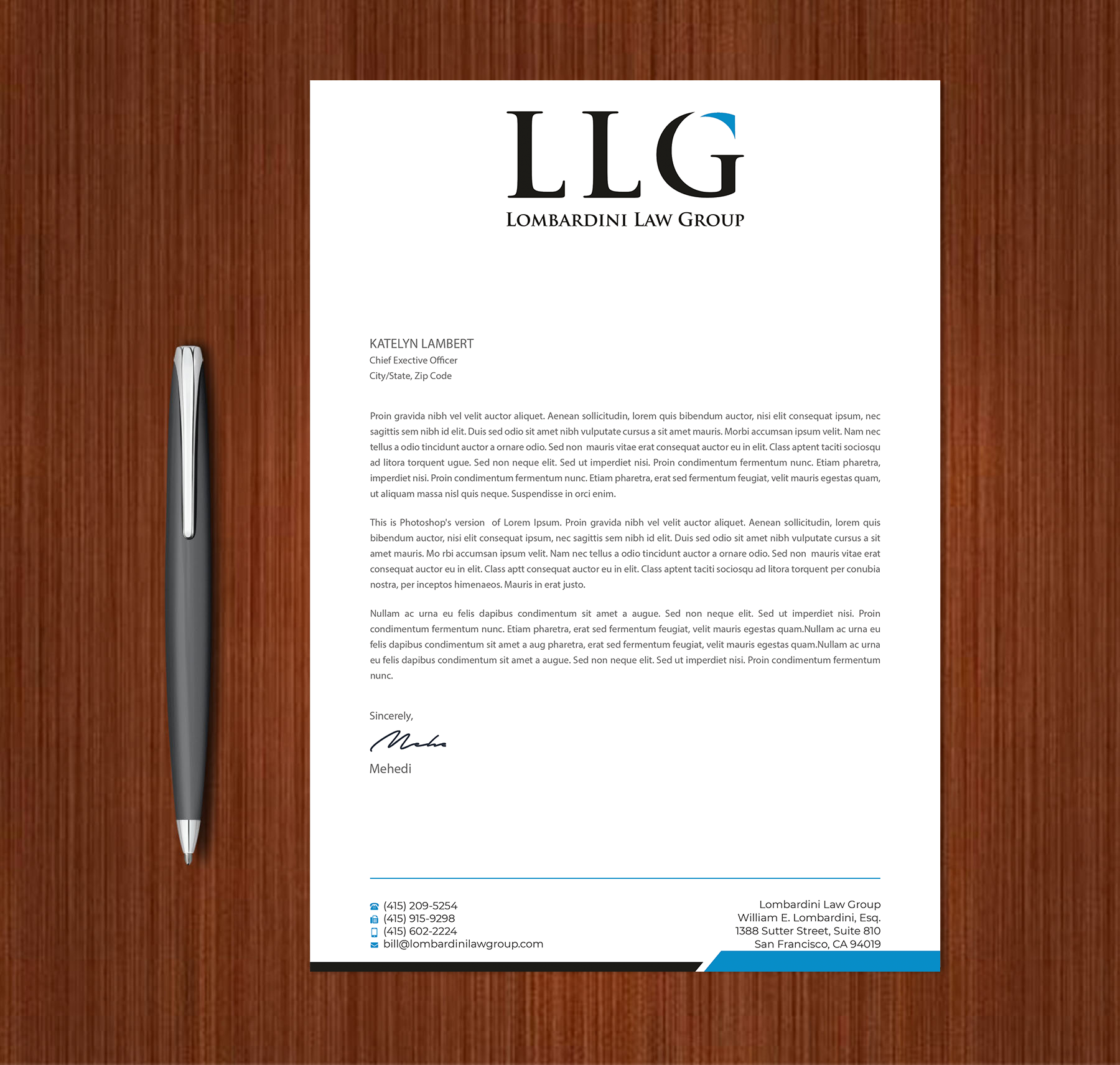 Letterhead Design by Expert Bappy for Lombardini Law Group | Design #32465092