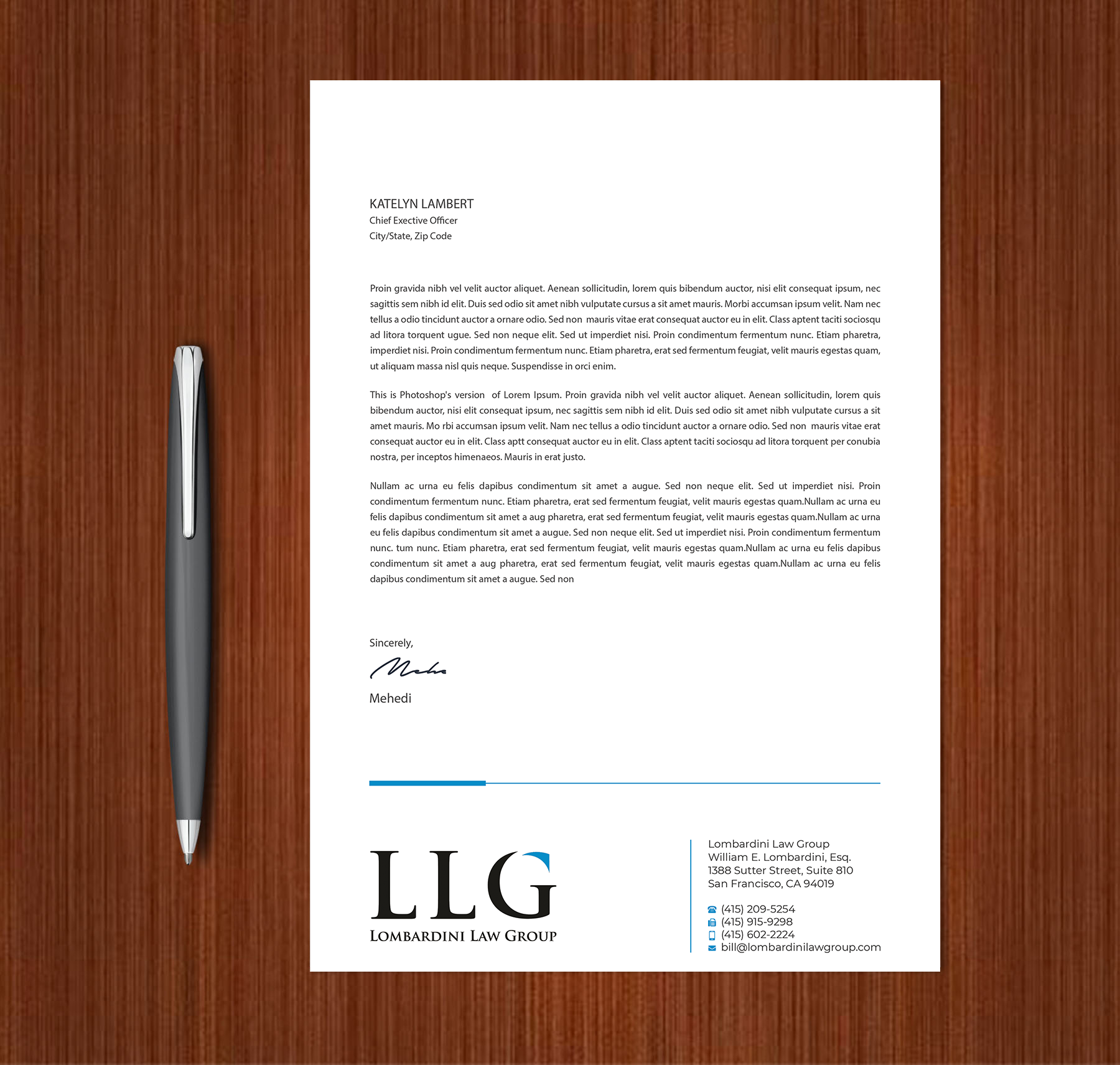 Letterhead Design by Expert Bappy for Lombardini Law Group | Design #32465097
