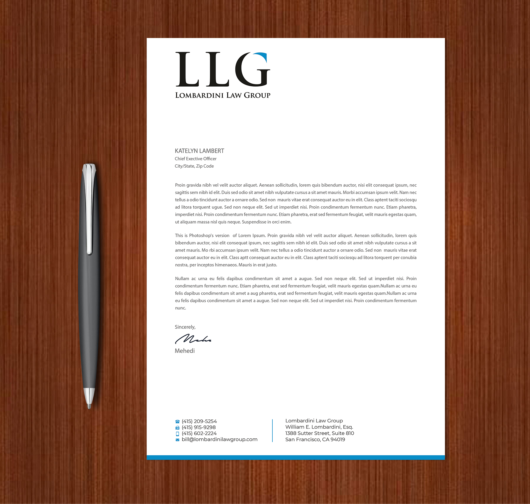 Letterhead Design by Expert Bappy for Lombardini Law Group | Design #32465112