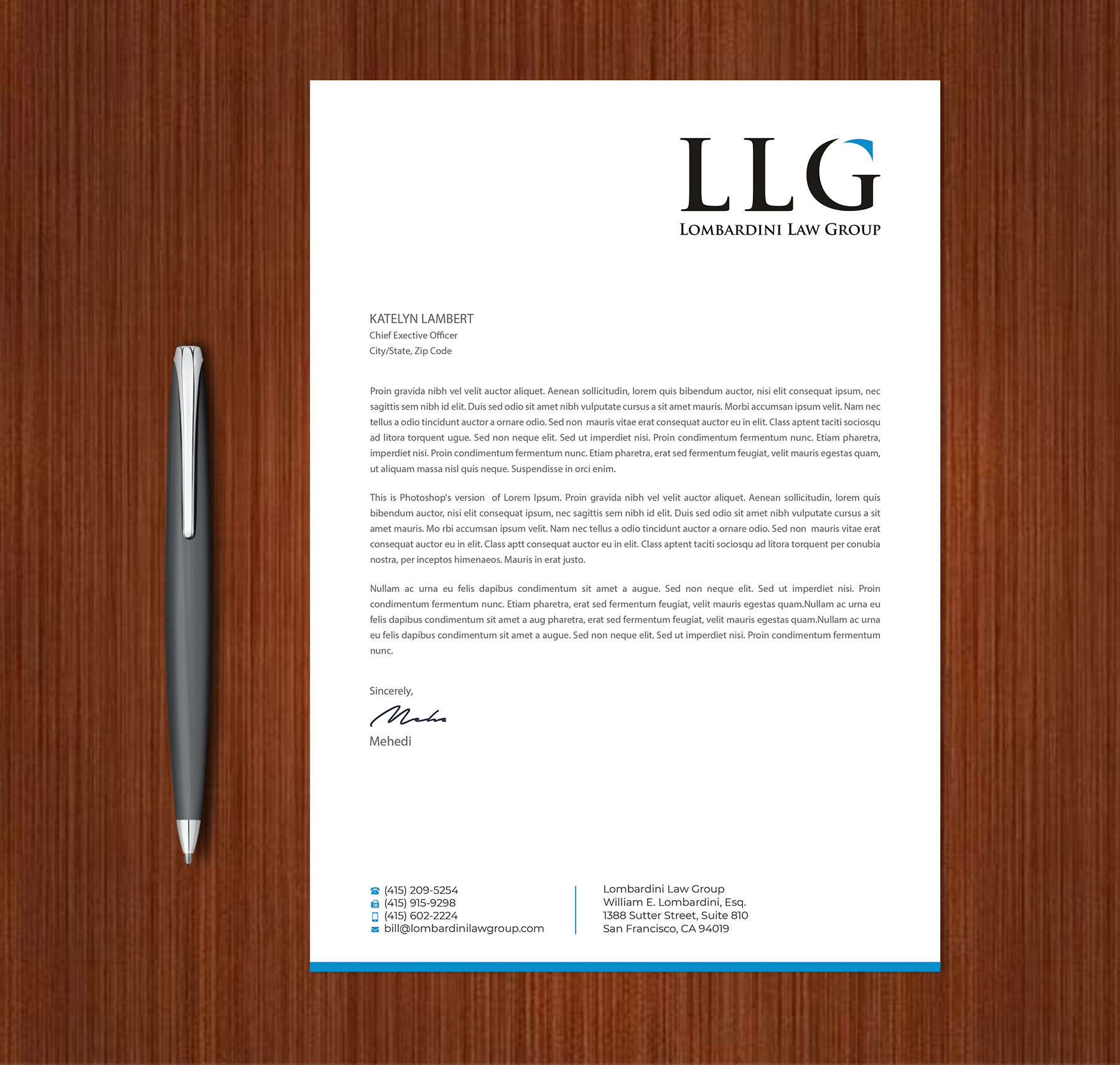 Letterhead Design by Expert Bappy for Lombardini Law Group | Design #32465113