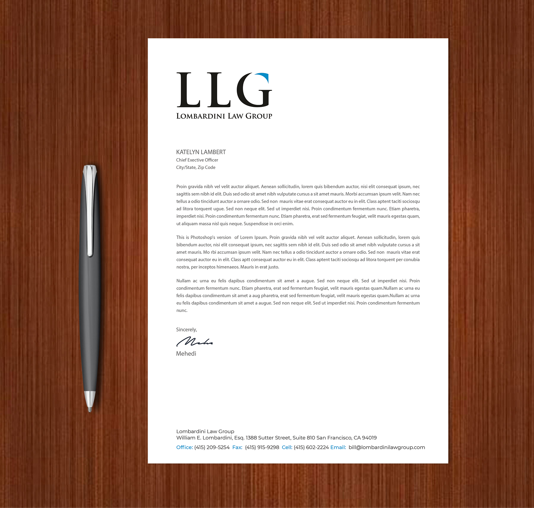 Letterhead Design by Expert Bappy for Lombardini Law Group | Design #32465135