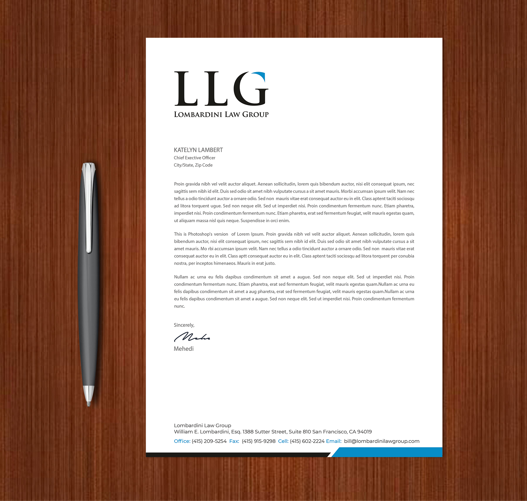 Letterhead Design by Expert Bappy for Lombardini Law Group | Design #32465136