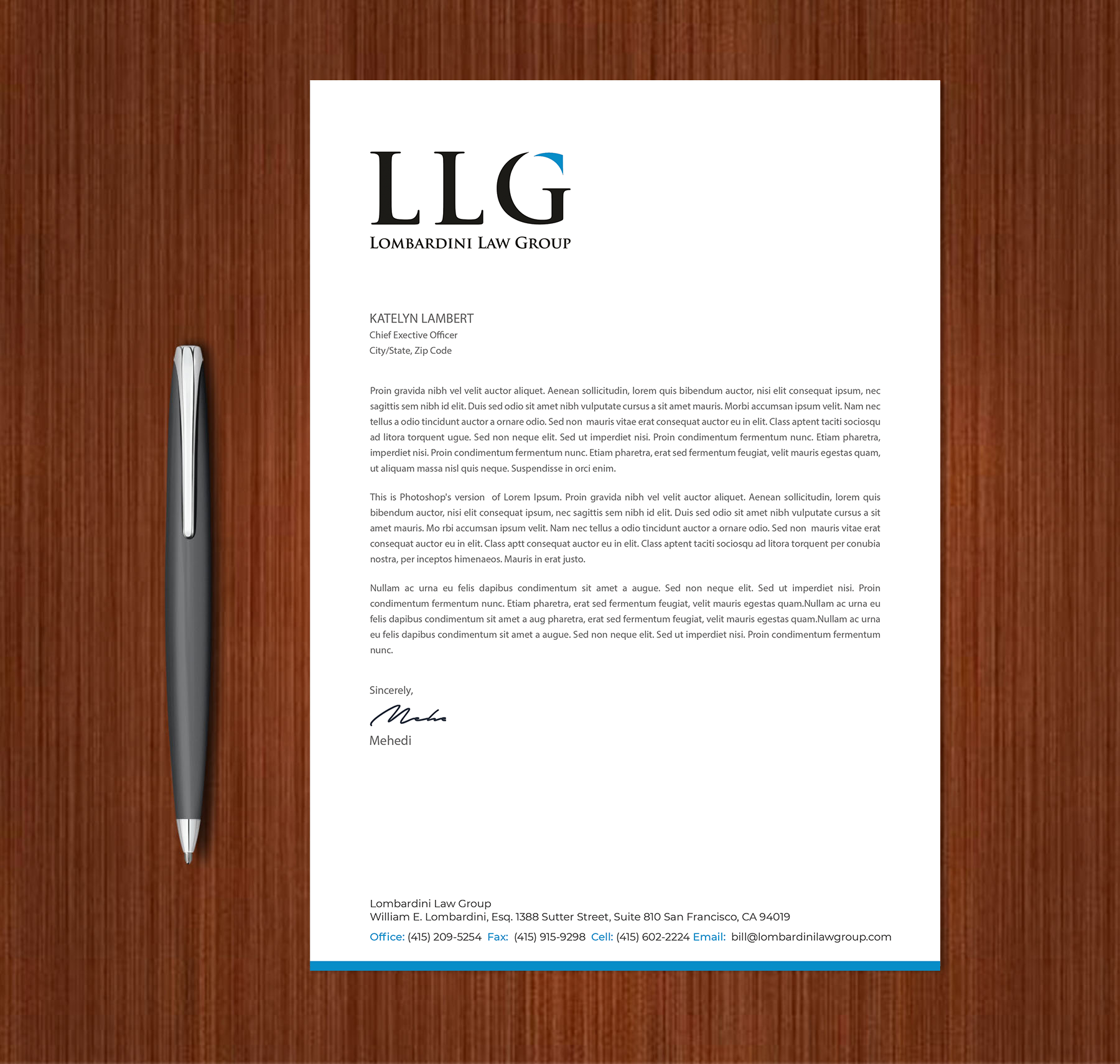 Letterhead Design by Expert Bappy for Lombardini Law Group | Design #32465137