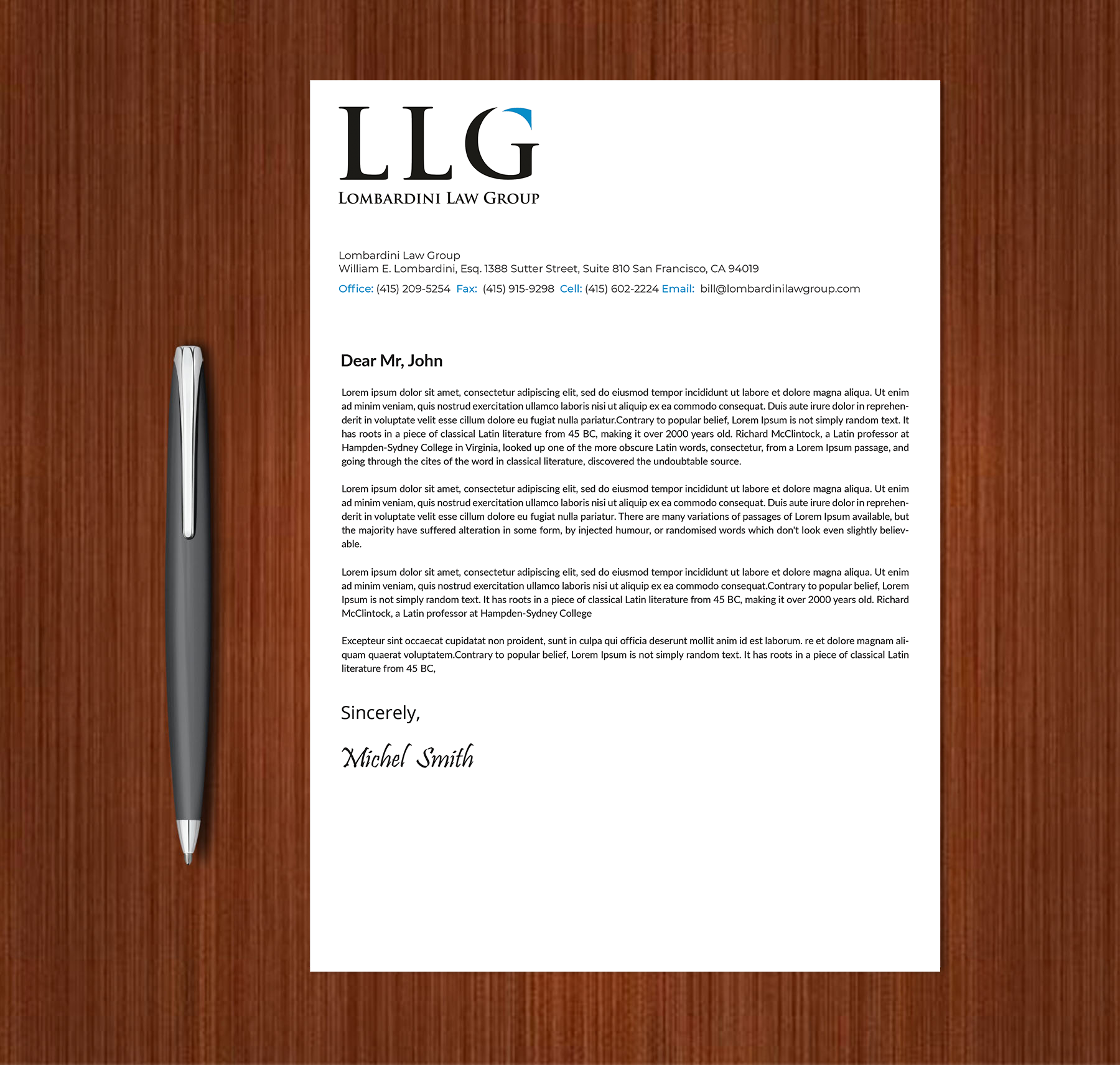 Letterhead Design by Expert Bappy for Lombardini Law Group | Design #32465149