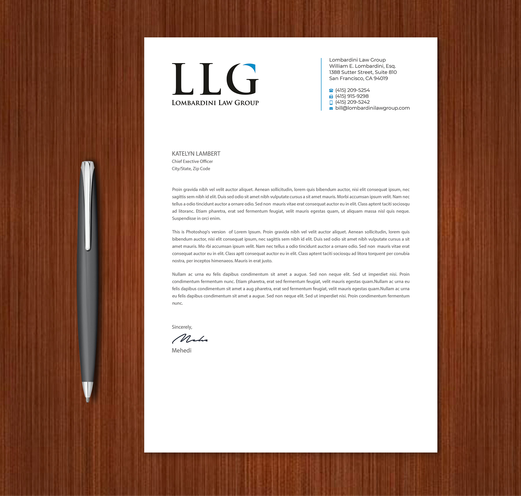 Letterhead Design by Expert Bappy for Lombardini Law Group | Design #32471742