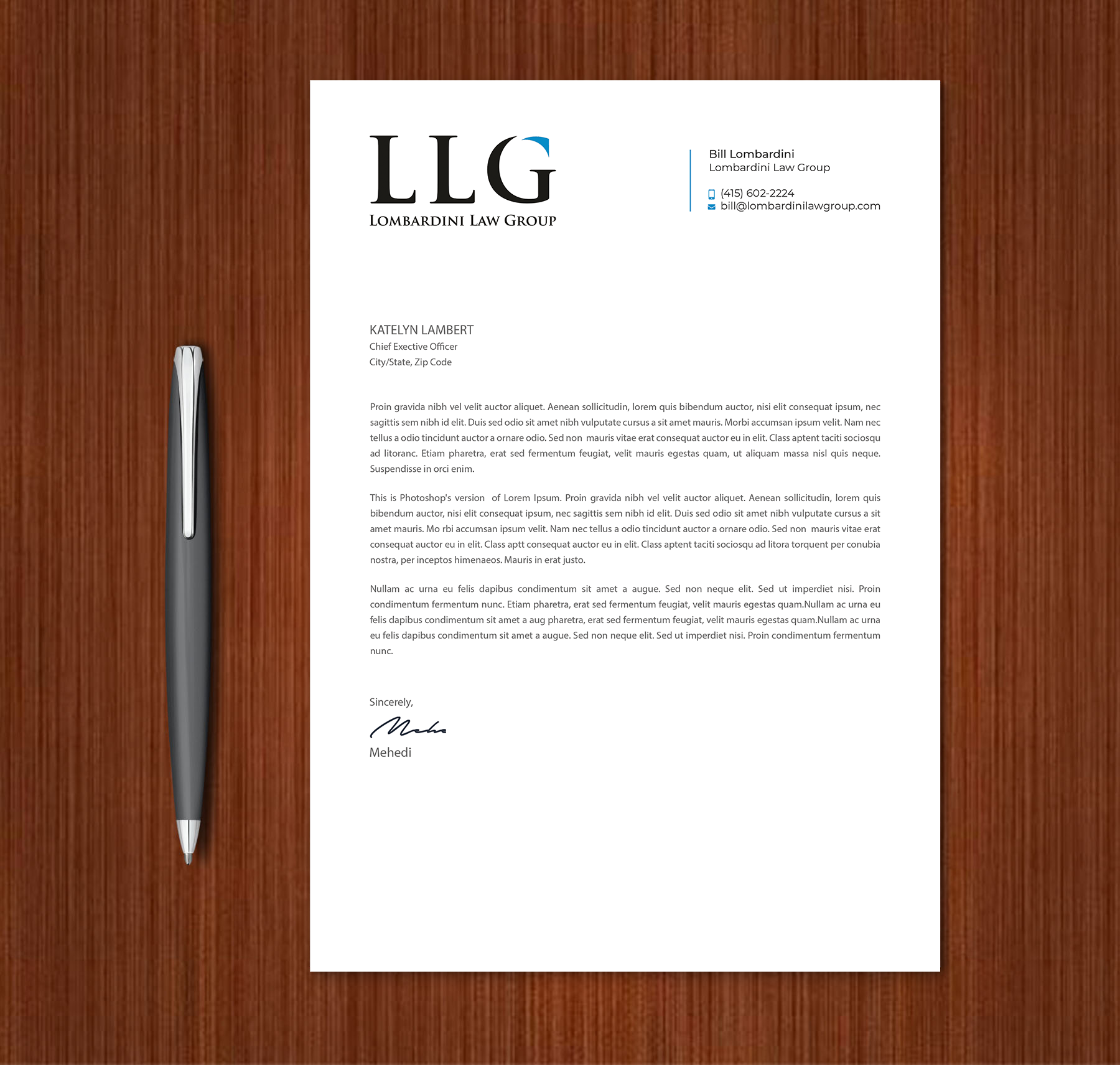 Diseño de Membrete por Expert Bappy para Lombardini Law Group | Diseño #32474429