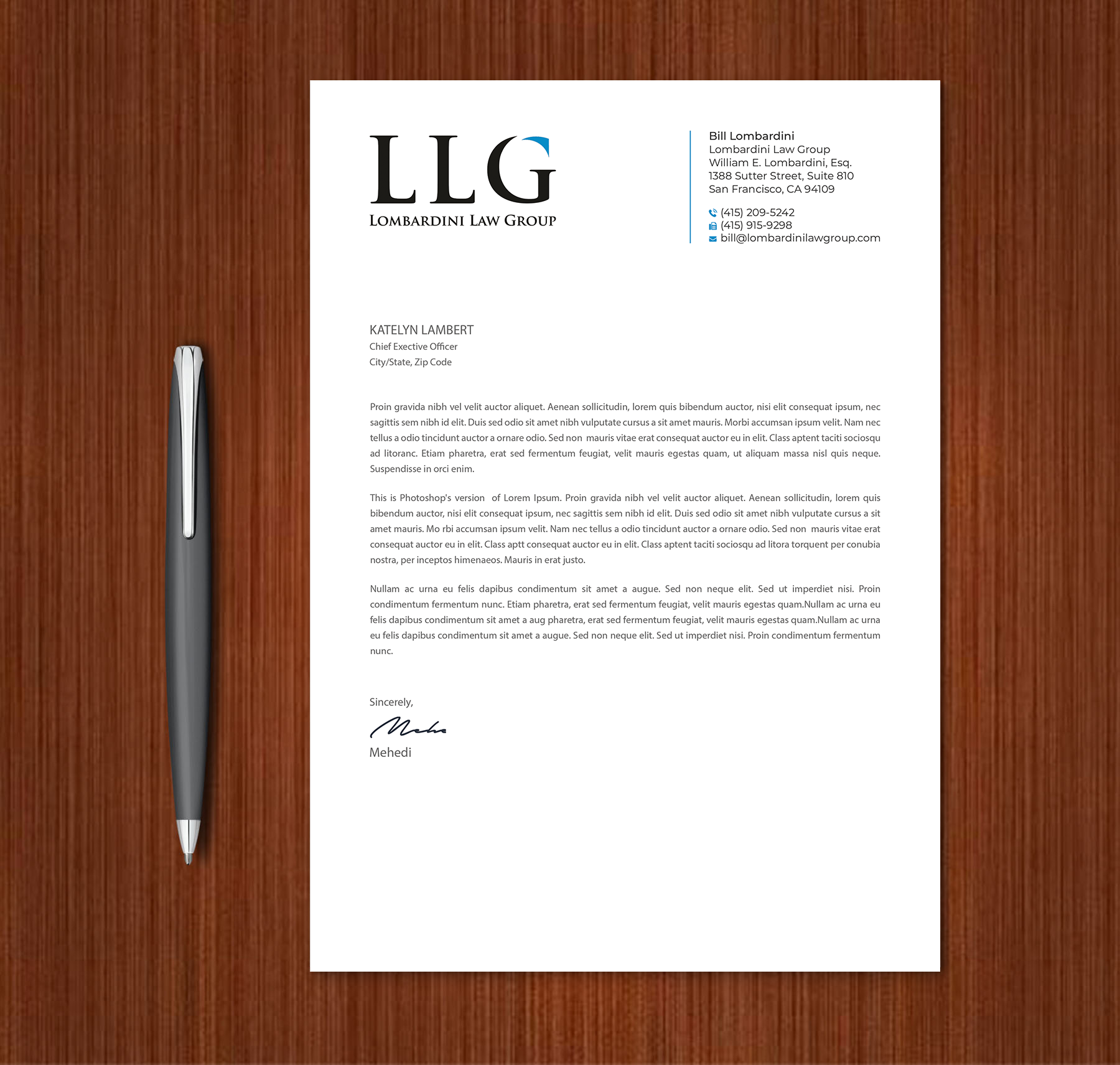 Letterhead Design by Expert Bappy for Lombardini Law Group | Design #32476531