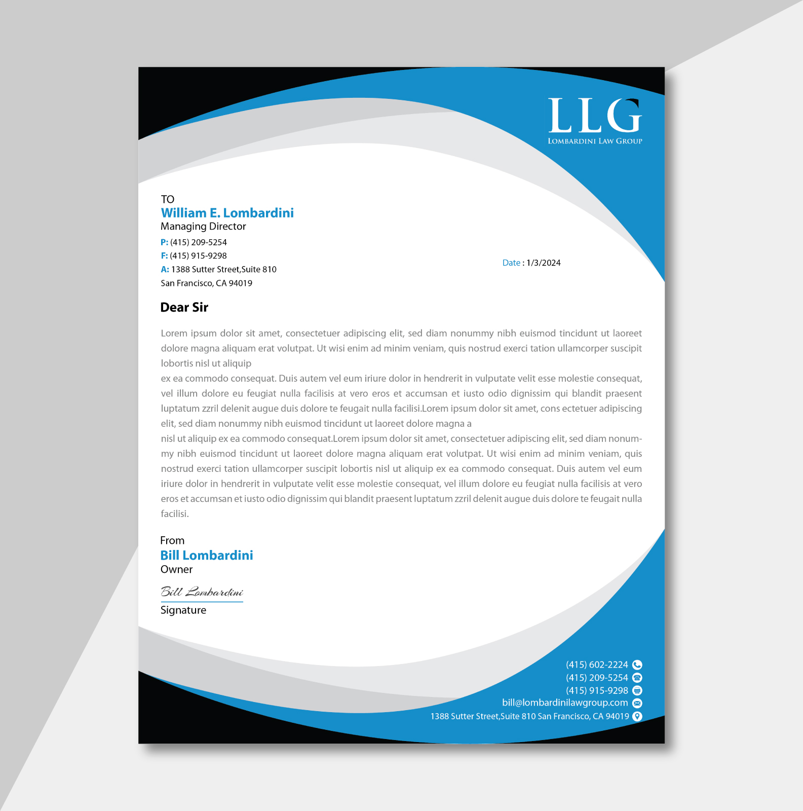 Briefkopf-Design von Gpder SA für Lombardini Law Group | Design #32465551