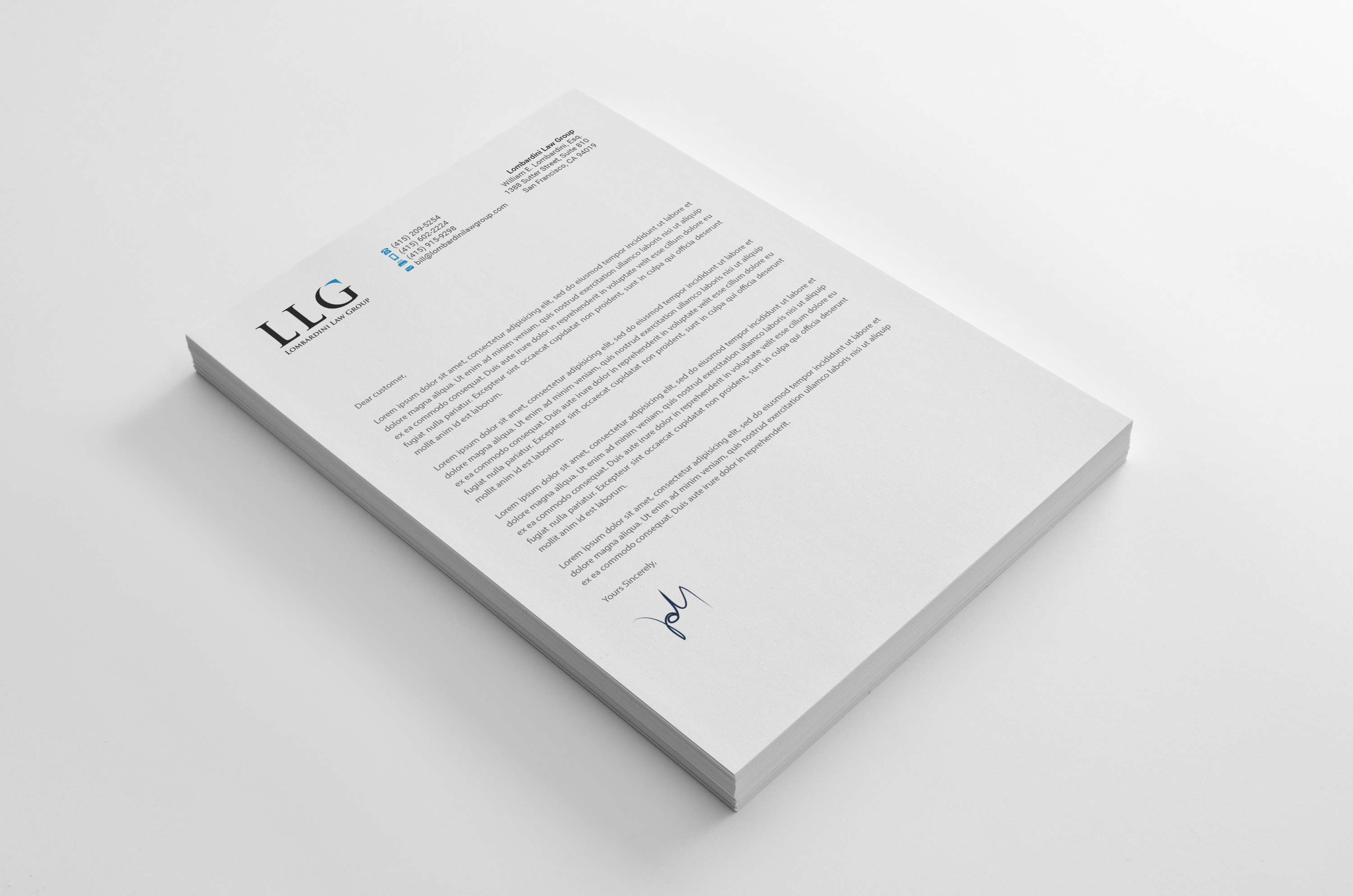 Letterhead Design by R.design for Lombardini Law Group | Design #32458758