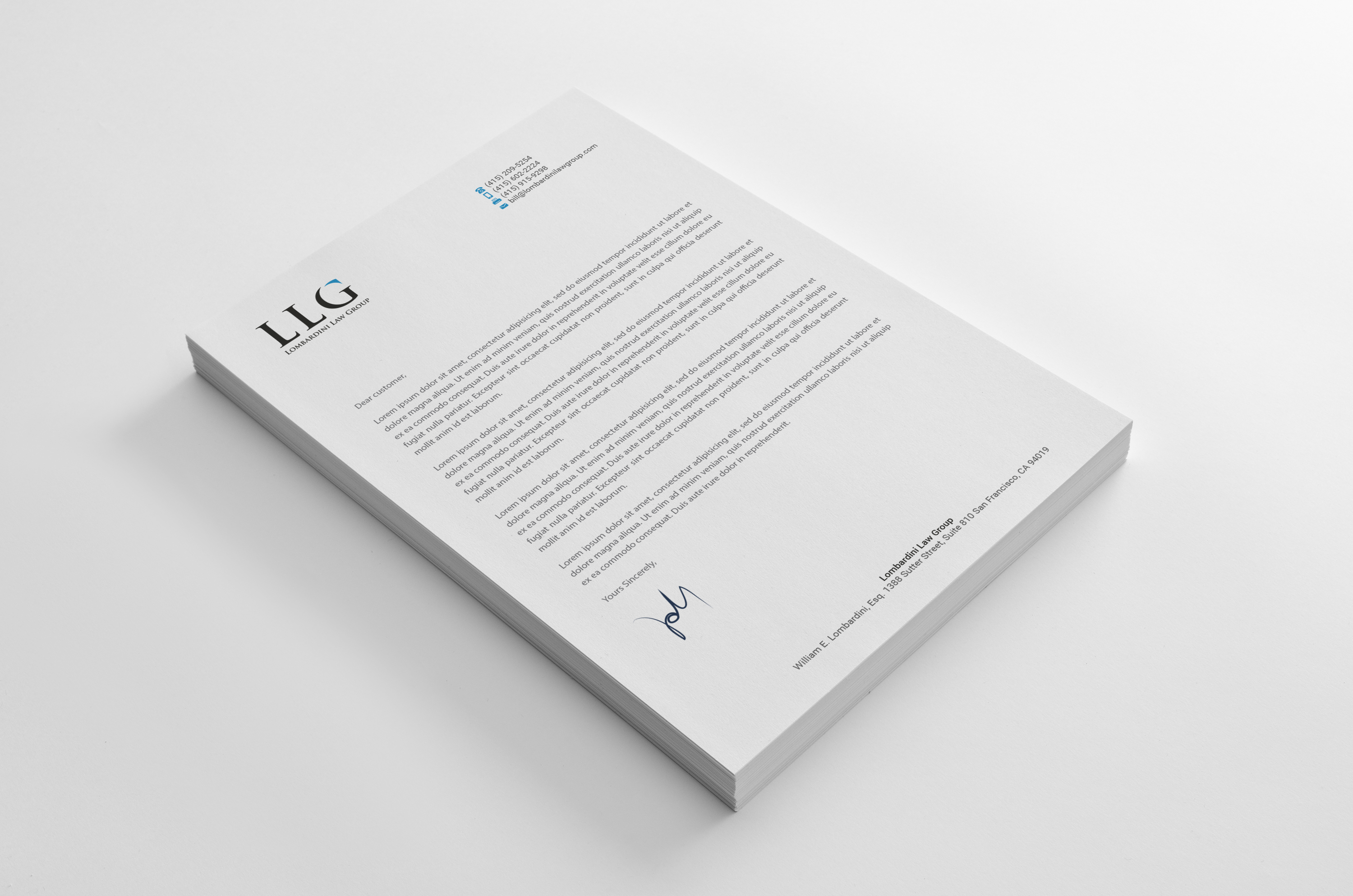 Letterhead Design by R.design for Lombardini Law Group | Design #32458761