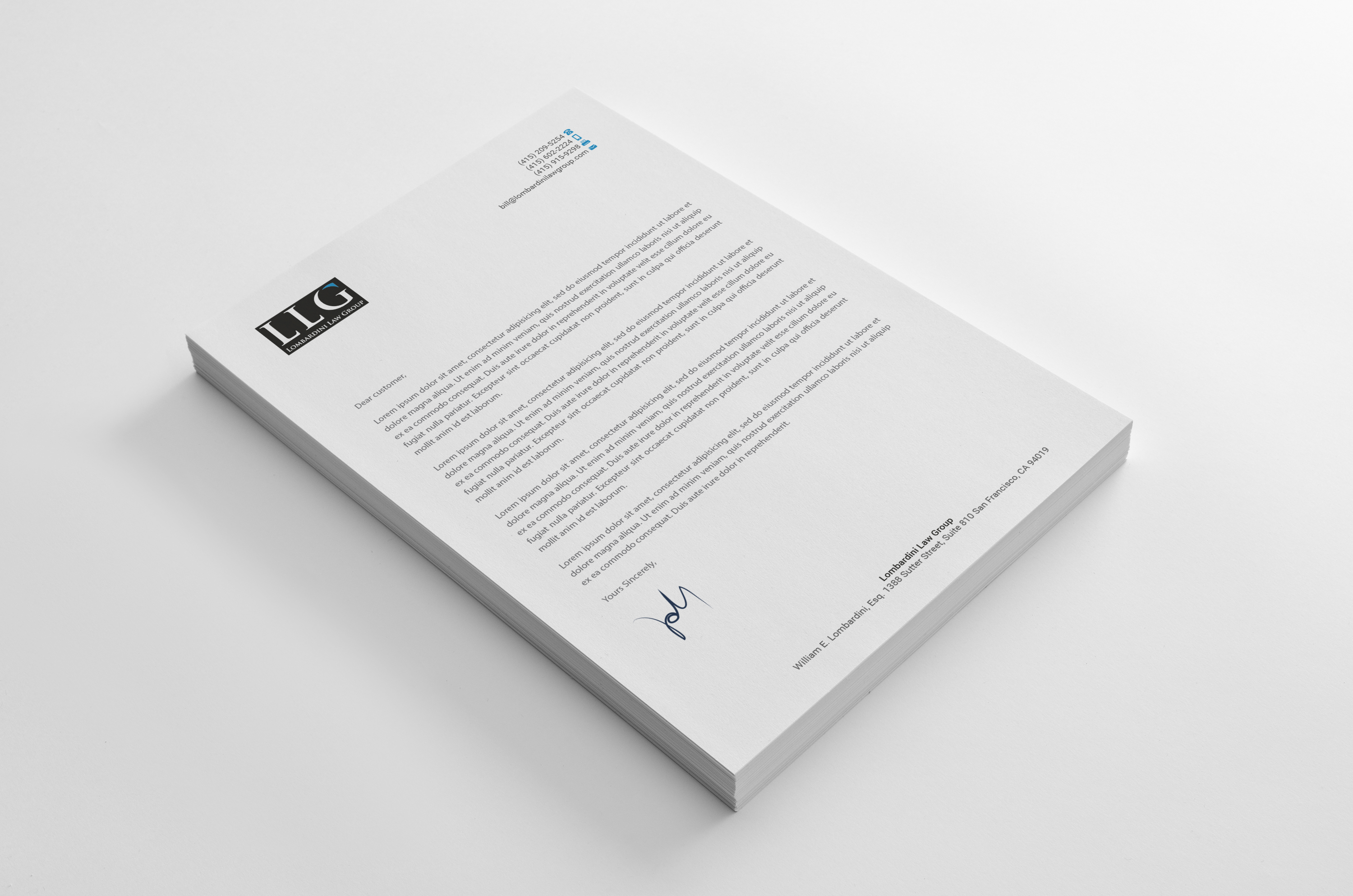 Letterhead Design by R.design for Lombardini Law Group | Design #32458770