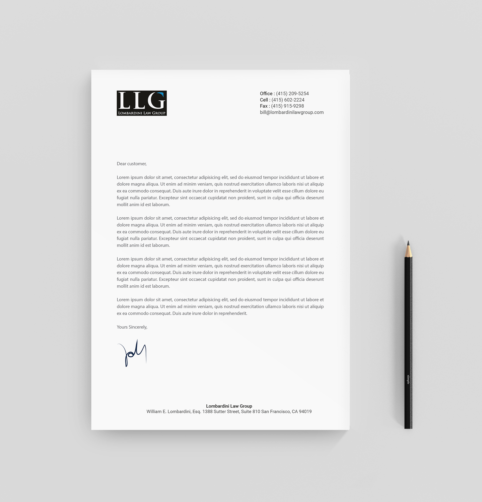 Letterhead Design by R.design for Lombardini Law Group | Design #32458814