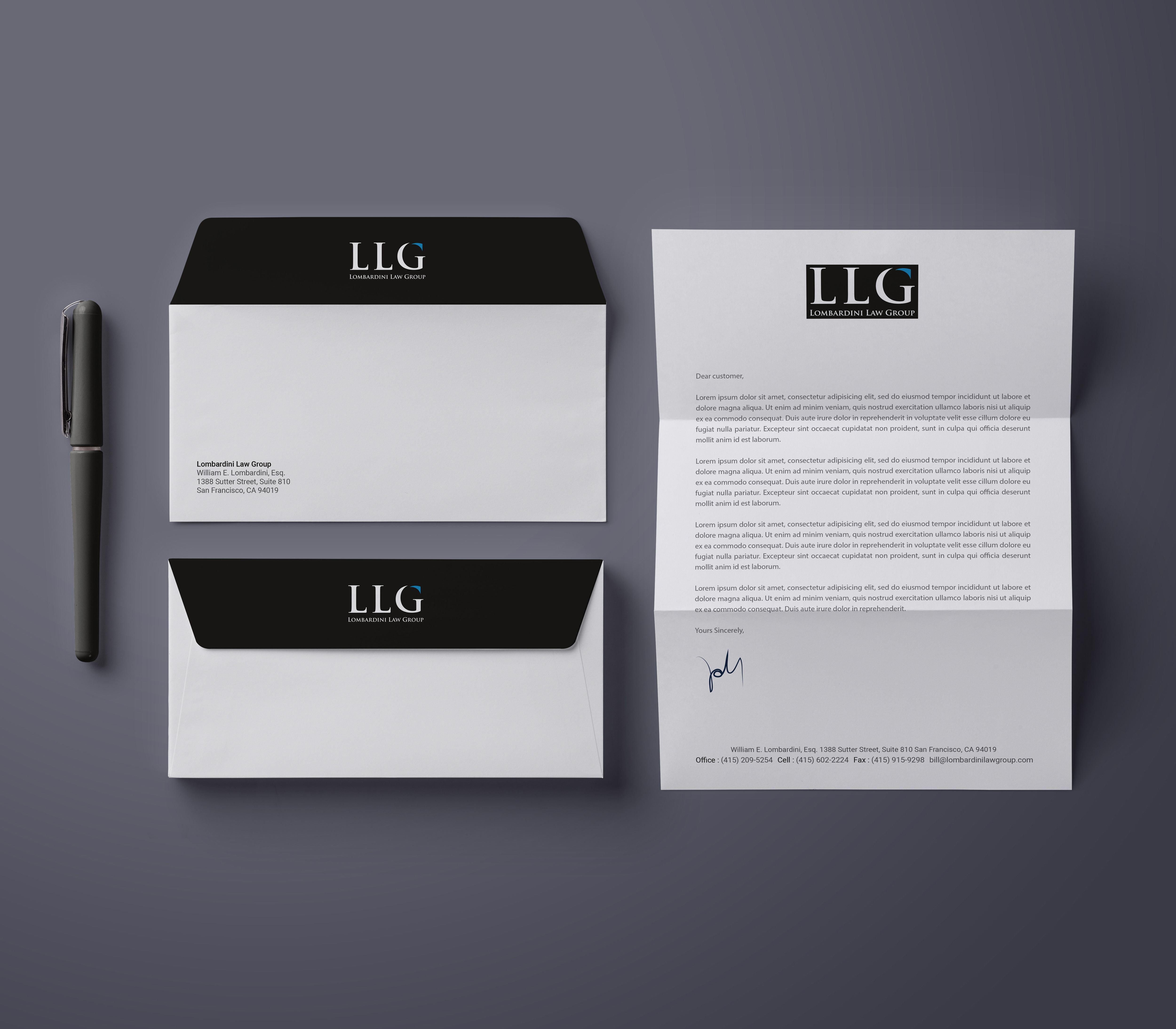 Letterhead Design by R.design for Lombardini Law Group | Design #32459334
