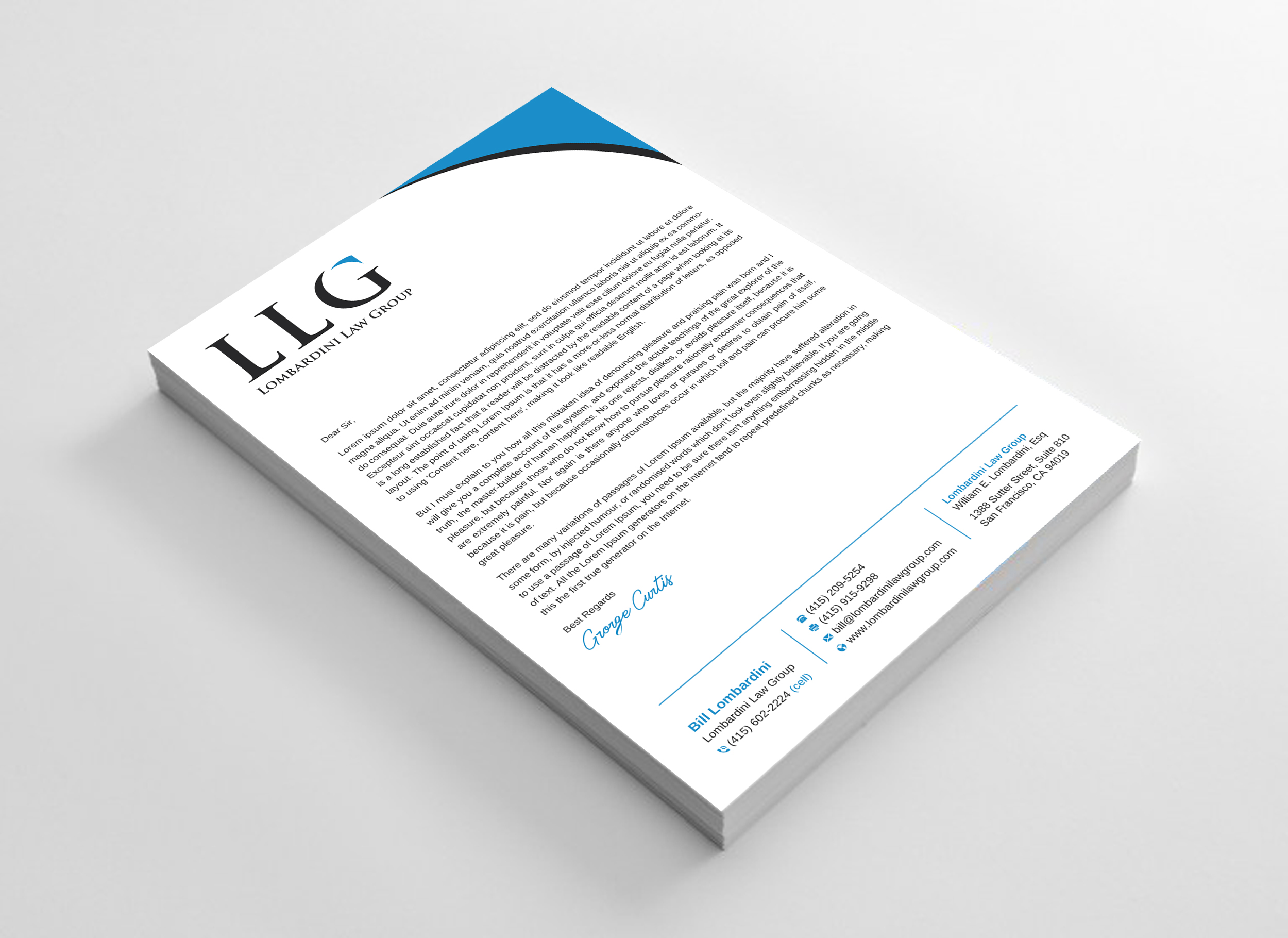 Letterhead Design by Uttom 2 for Lombardini Law Group | Design #32457906