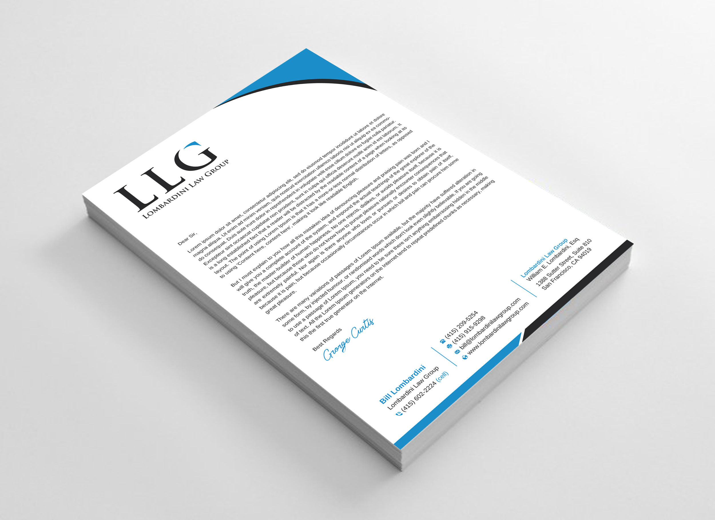 Letterhead Design by Uttom 2 for Lombardini Law Group | Design #32457908