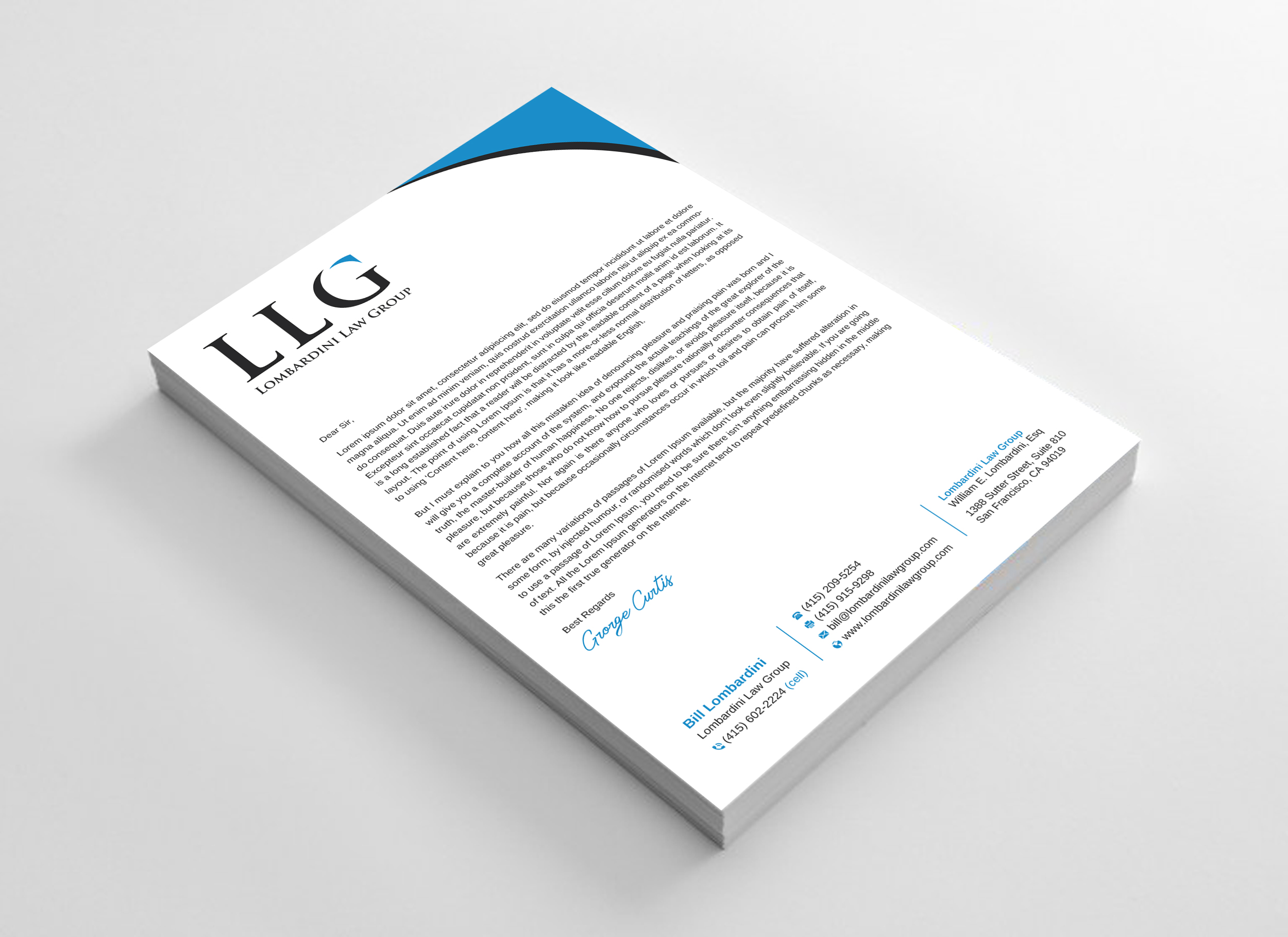 Letterhead Design by Uttom 2 for Lombardini Law Group | Design #32457909