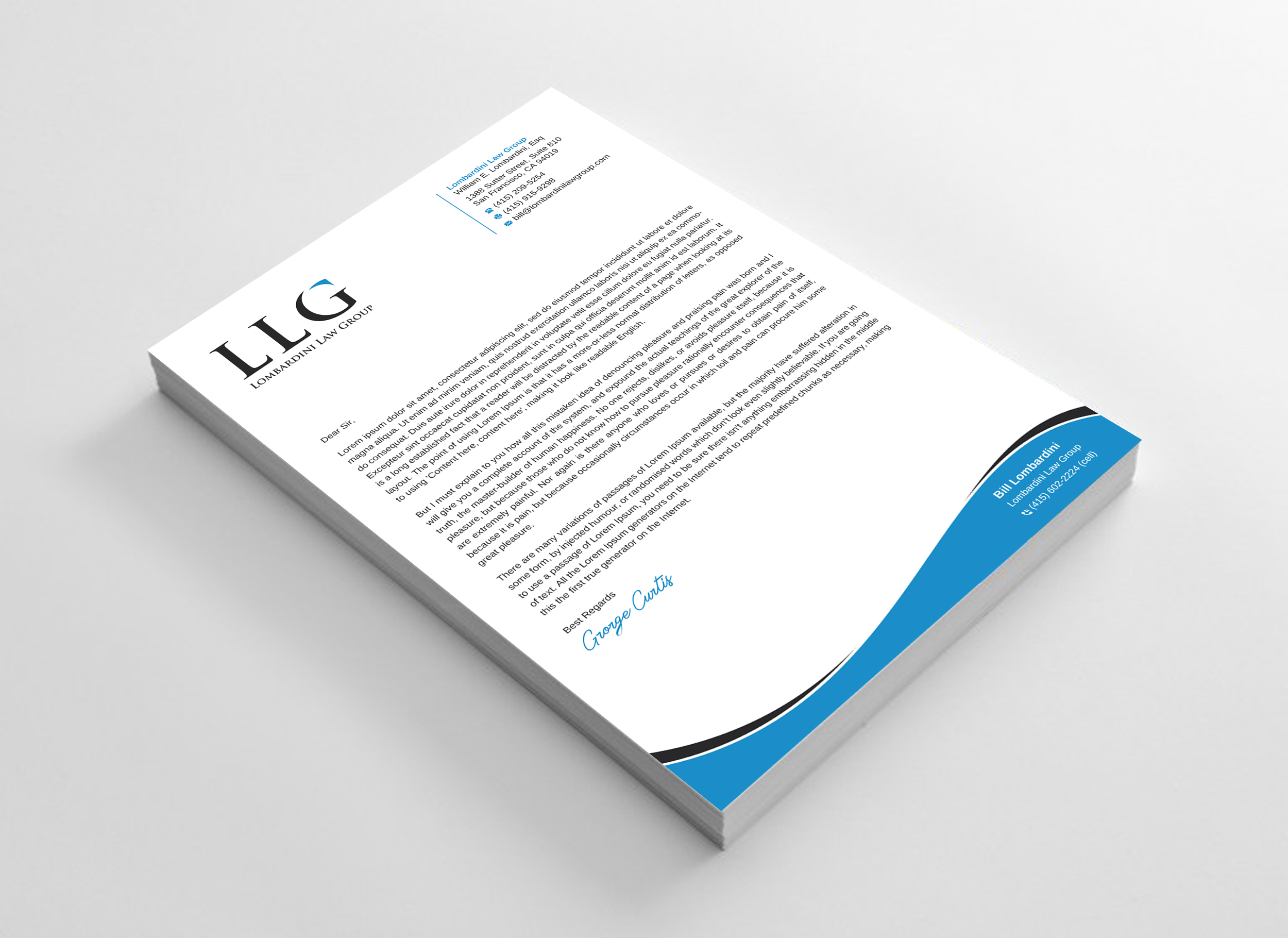 Letterhead Design by Uttom 2 for Lombardini Law Group | Design #32458025