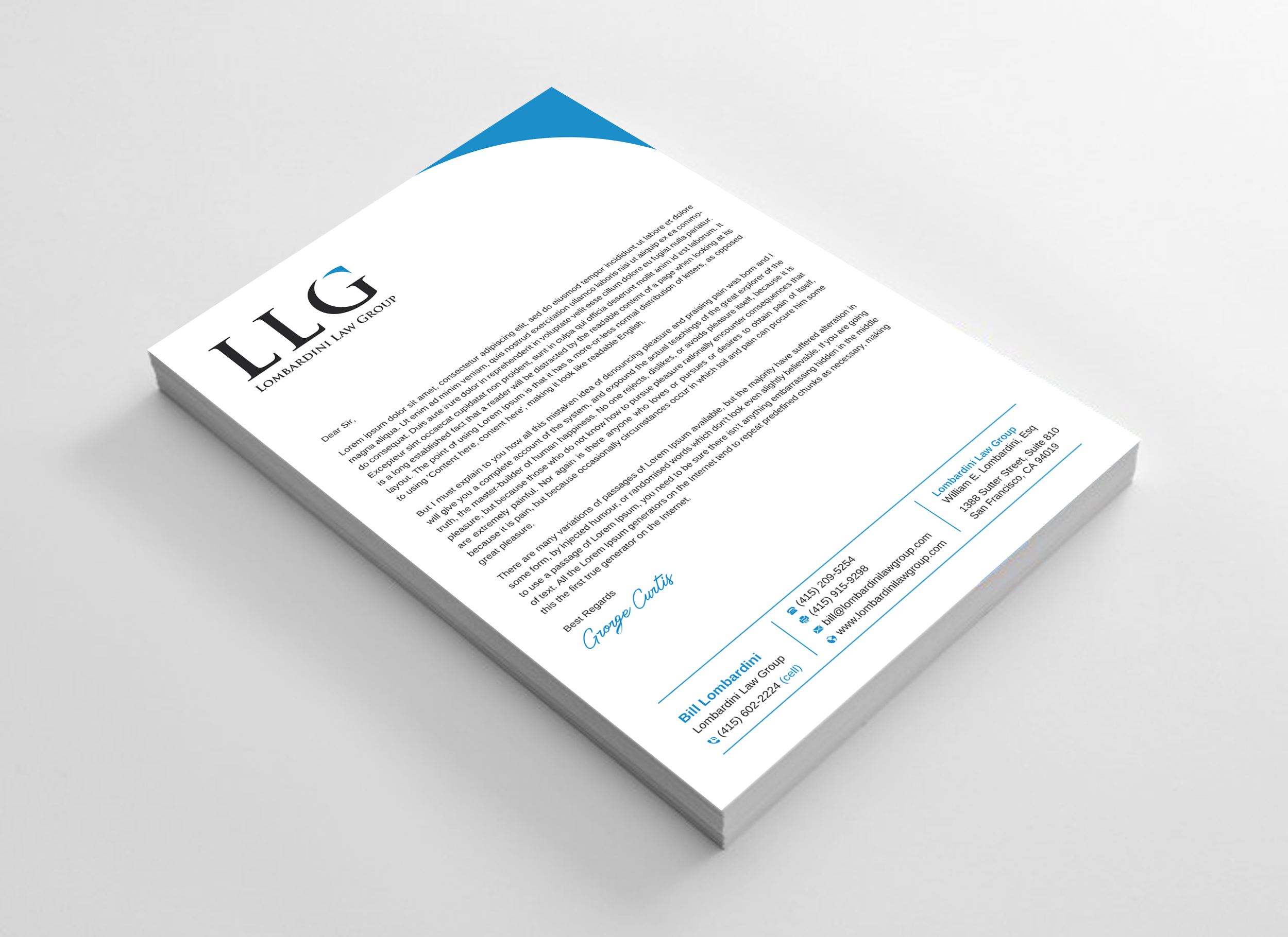 Letterhead Design by Uttom 2 for Lombardini Law Group | Design #32458026
