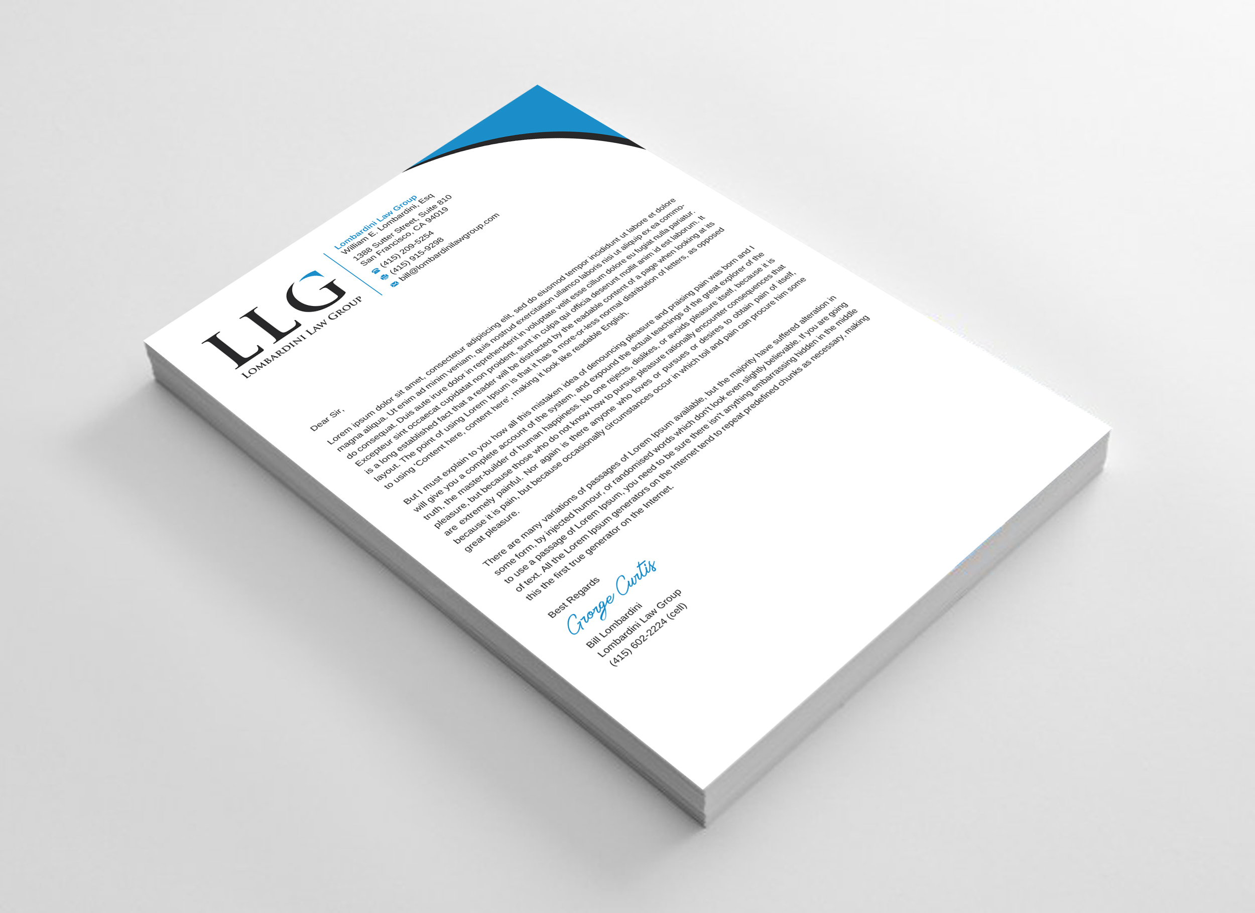 Letterhead Design by Uttom 2 for Lombardini Law Group | Design #32458027