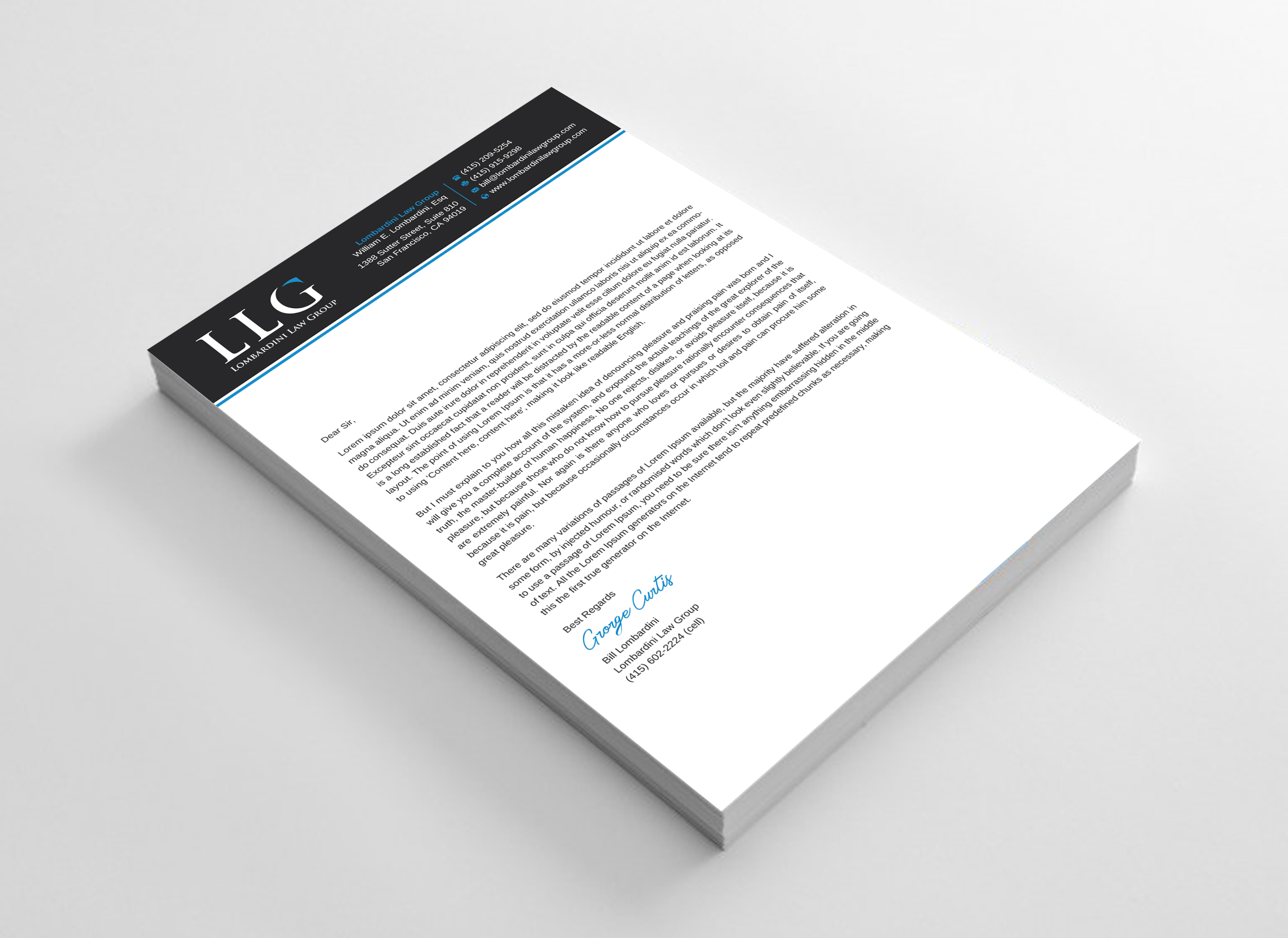Letterhead Design by Uttom 2 for Lombardini Law Group | Design #32458035