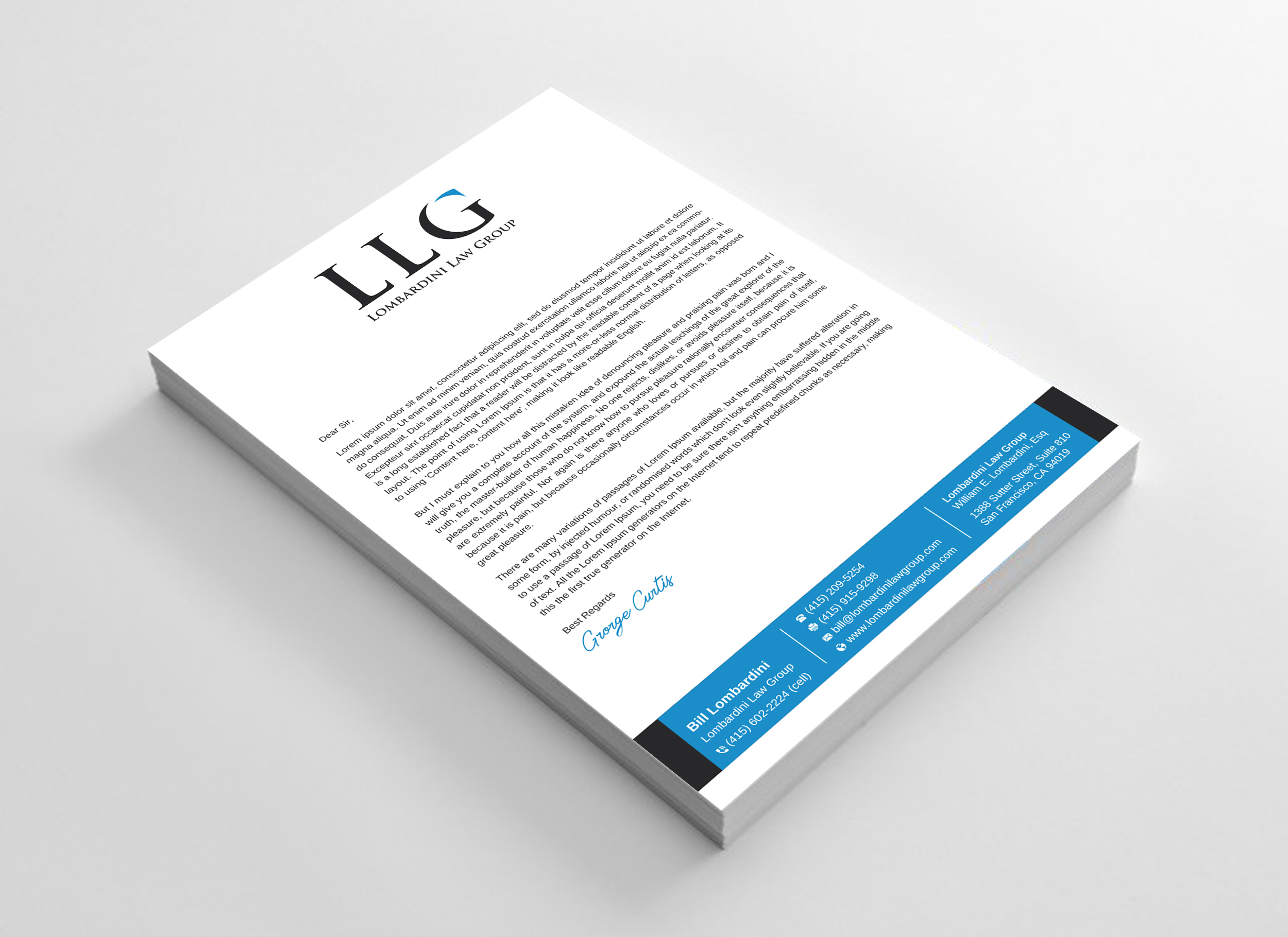Letterhead Design by Uttom 2 for Lombardini Law Group | Design #32458036