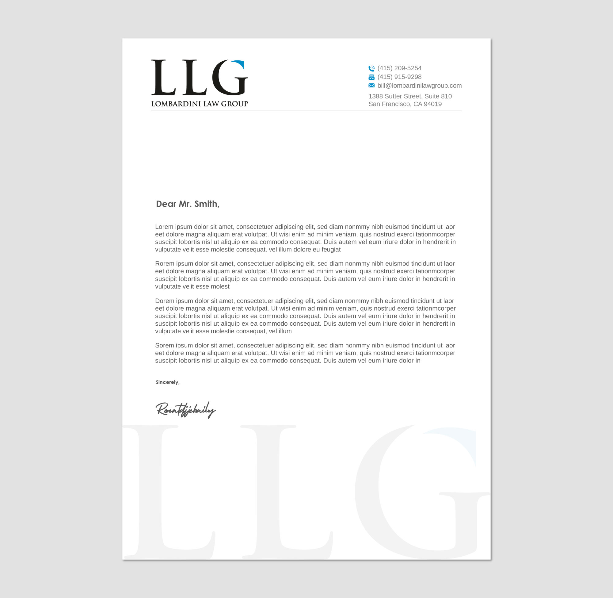 Diseño de Membrete por Imagine design000 para Lombardini Law Group | Diseño #32459561