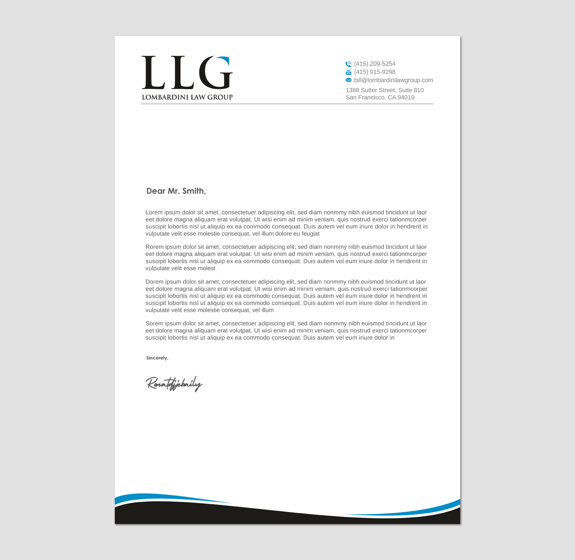 Diseño de Membrete por Imagine design000 para Lombardini Law Group | Diseño #32459563