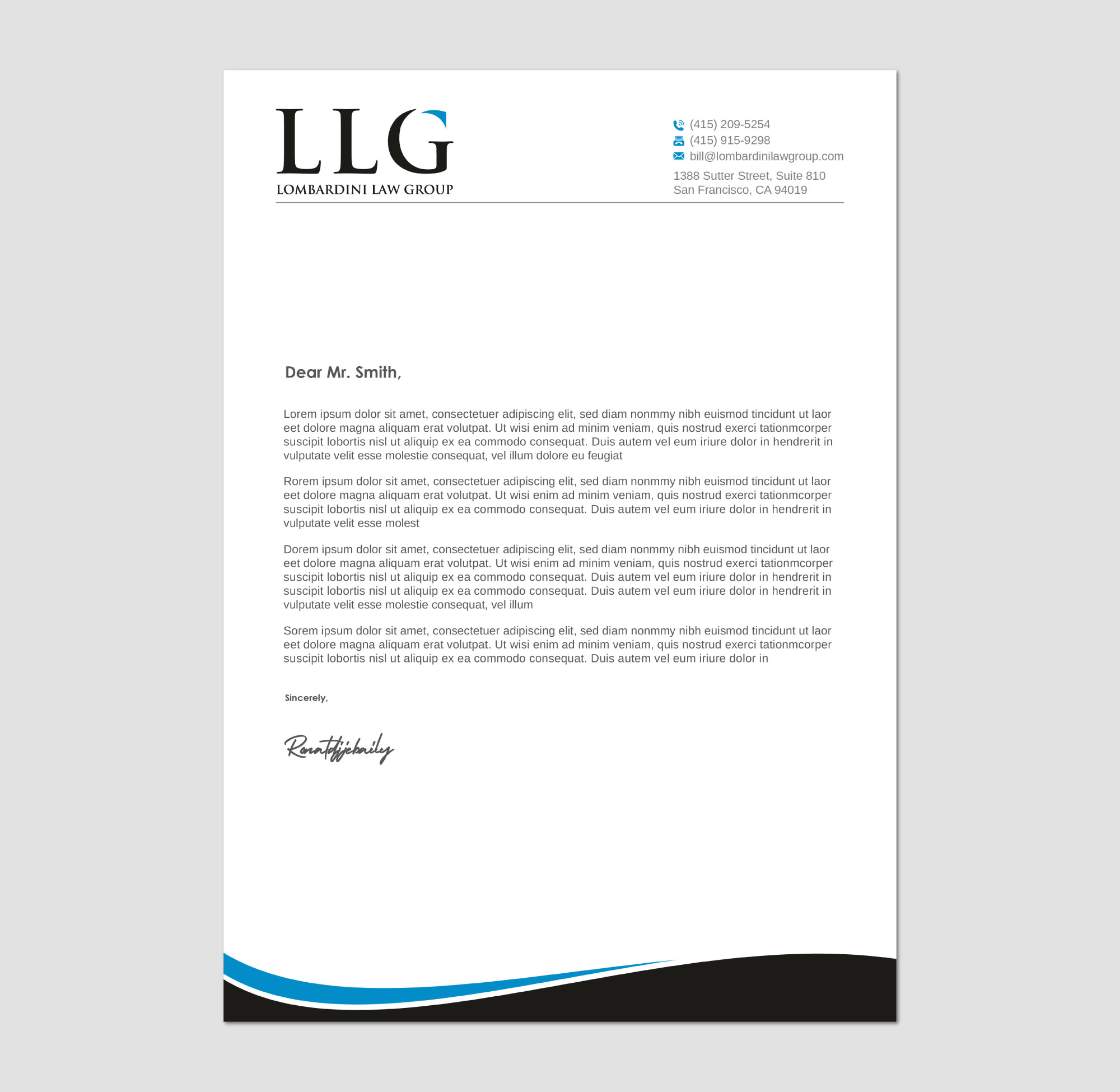 Diseño de Membrete por Imagine design000 para Lombardini Law Group | Diseño #32459566