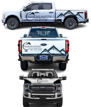 Silver Sky Aviation F350 crew cab truck partial wrap design | 16 Car ...