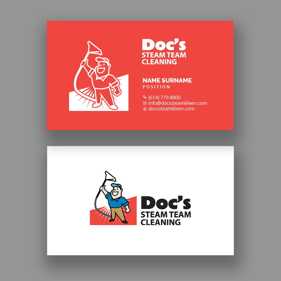 Business Card Design by Andrés Sebastián for Doc's Steam Team Cleaning | Design #32501559