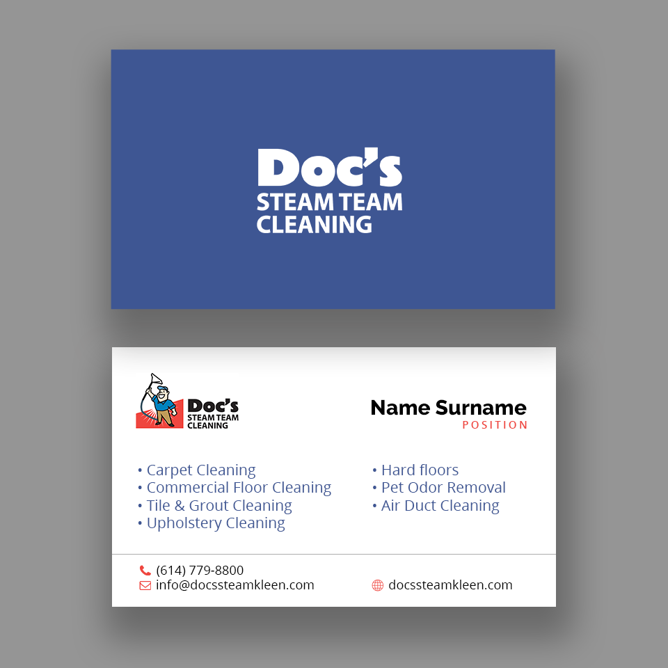 Business Card Design by Andrés Sebastián for Doc's Steam Team Cleaning | Design #32501732