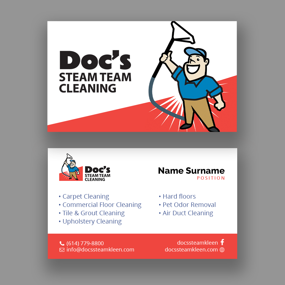 Business Card Design by Andrés Sebastián for Doc's Steam Team Cleaning | Design #32501976